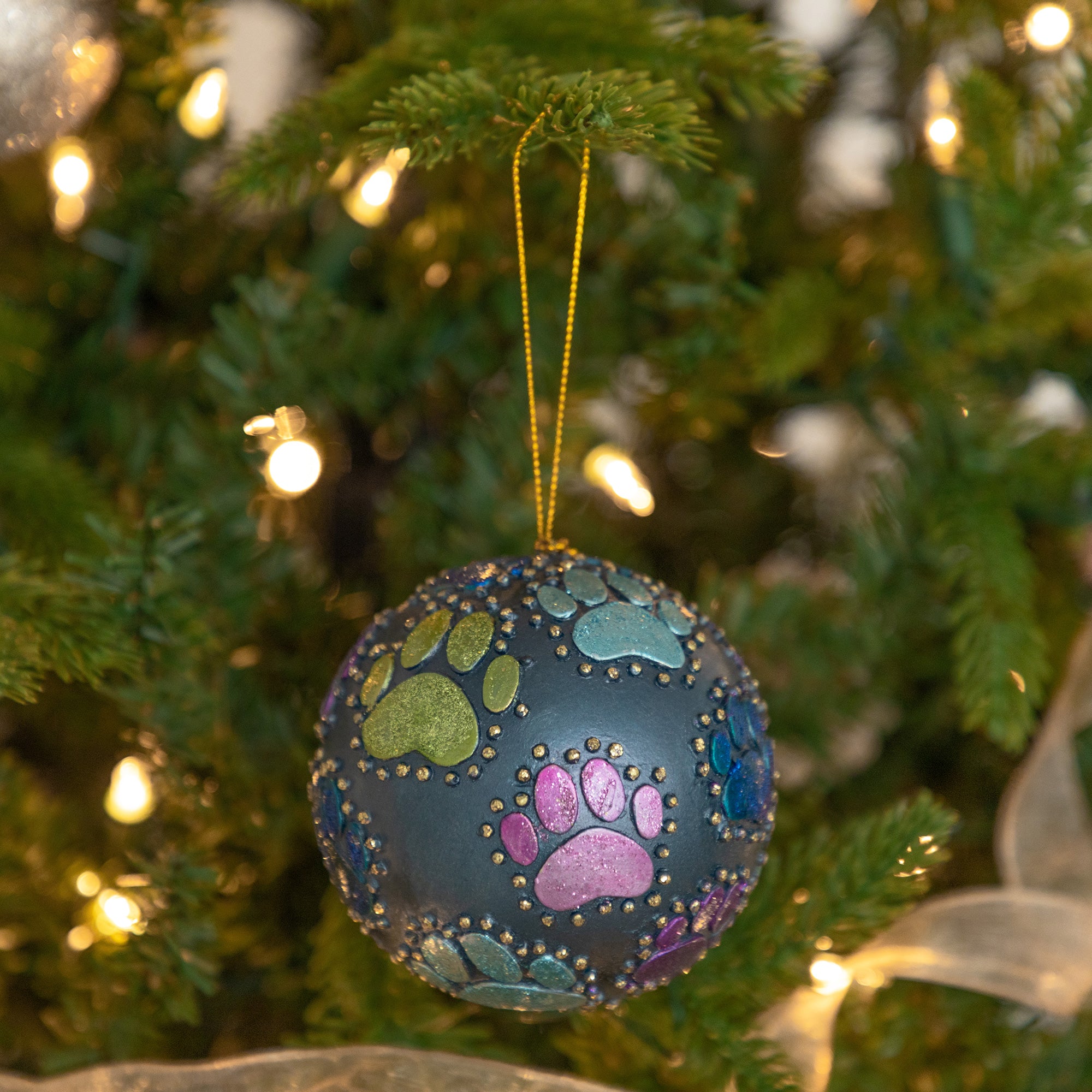 Premium Beaded Paw Print Ornament | Fair Trade Handcrafted