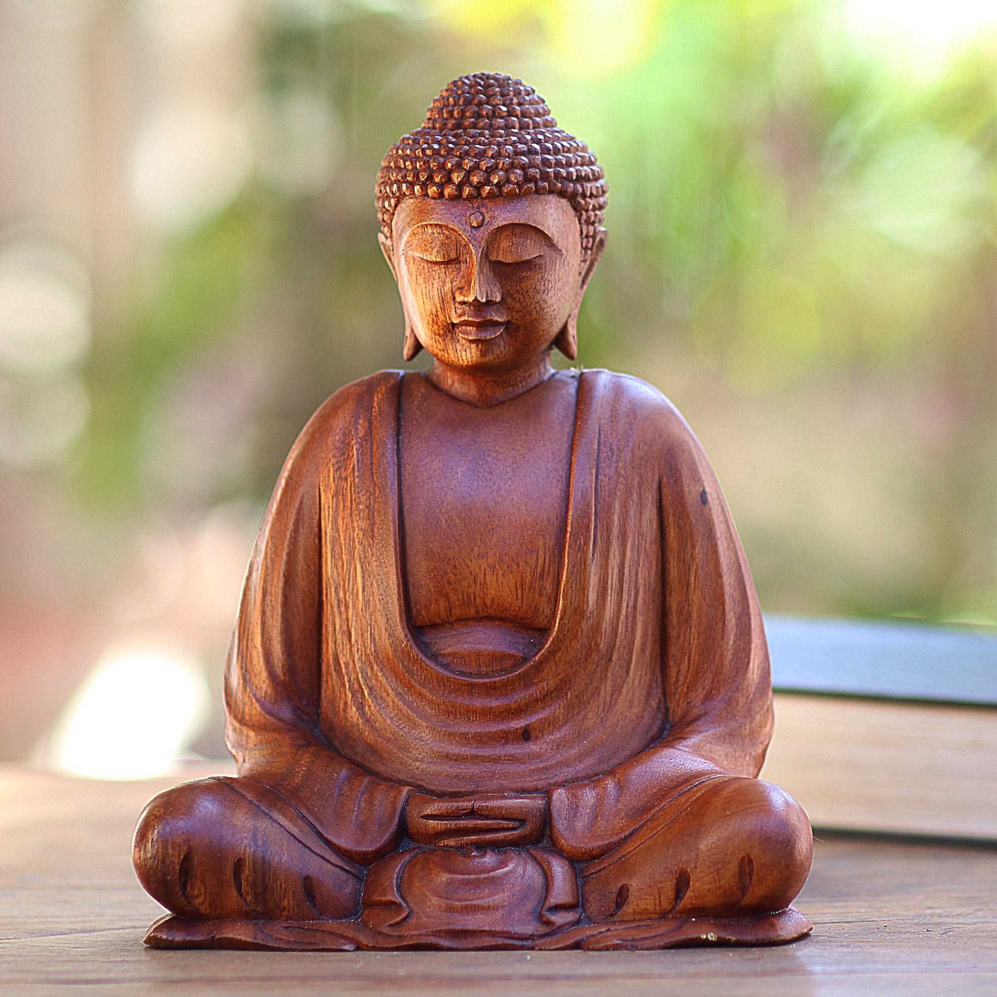Premium Serenity Buddha Statue - Handcrafted Suar Wood Meditation Art Piece