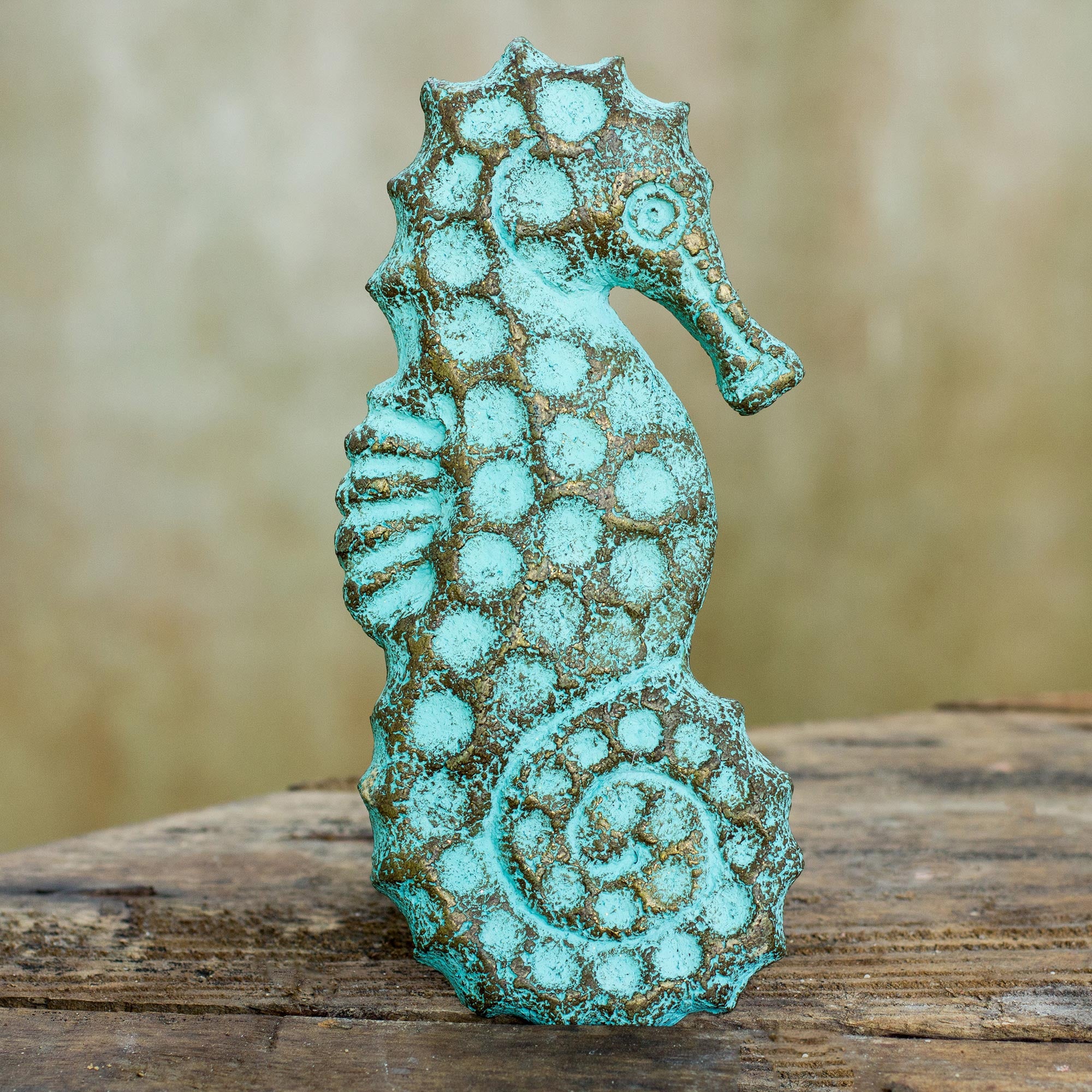 Premium Seahorse Omen Wall Sculpture - Handmade Recycled Art from Thailand