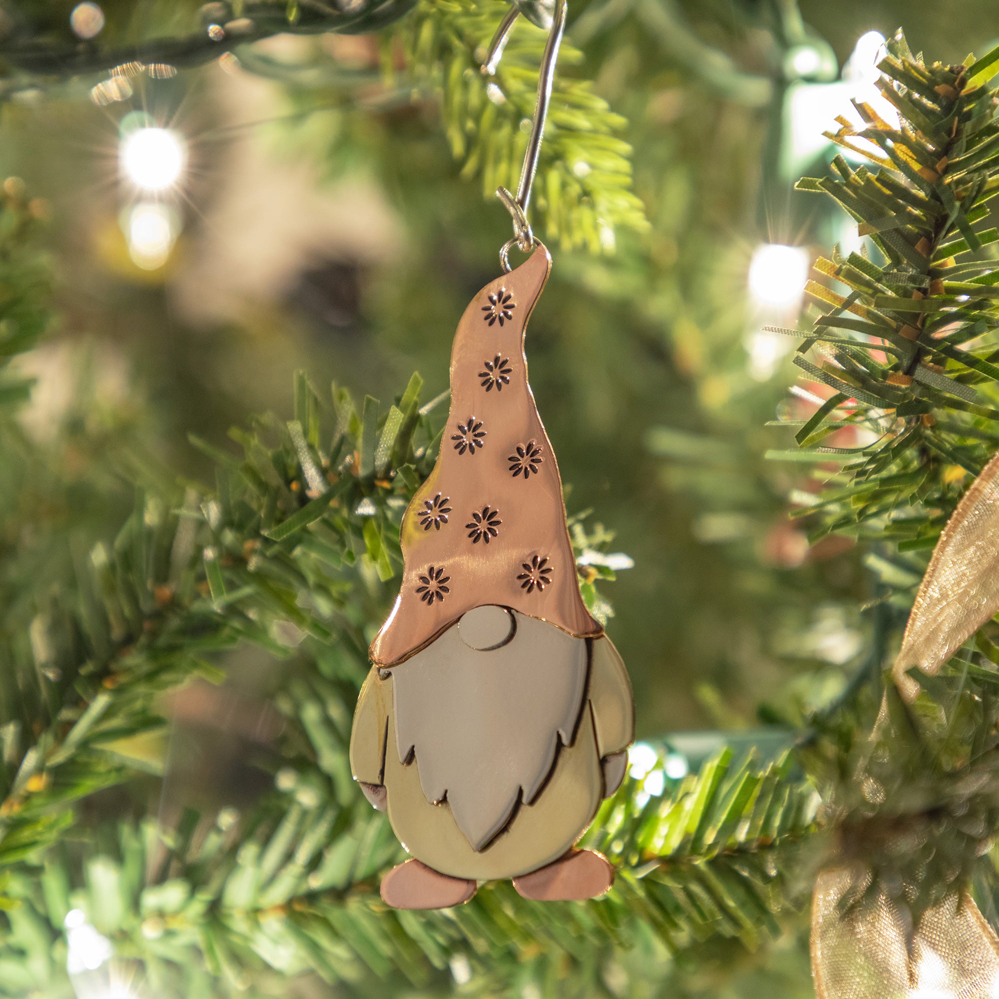Premium Handcrafted Gnome Ornament - Mixed Metal Design