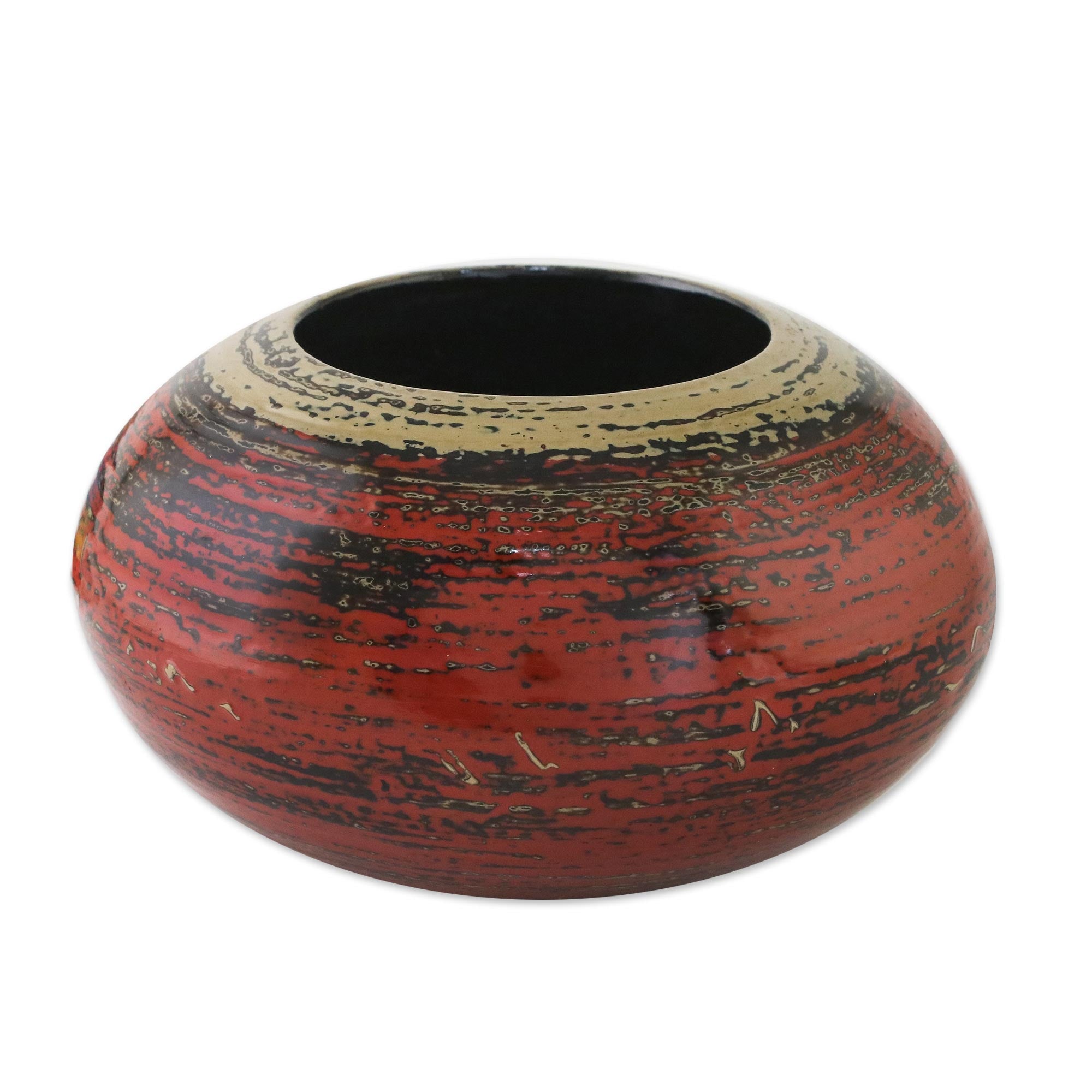 Premium Celestial Red Bamboo Jar - Handcrafted Thai Decor