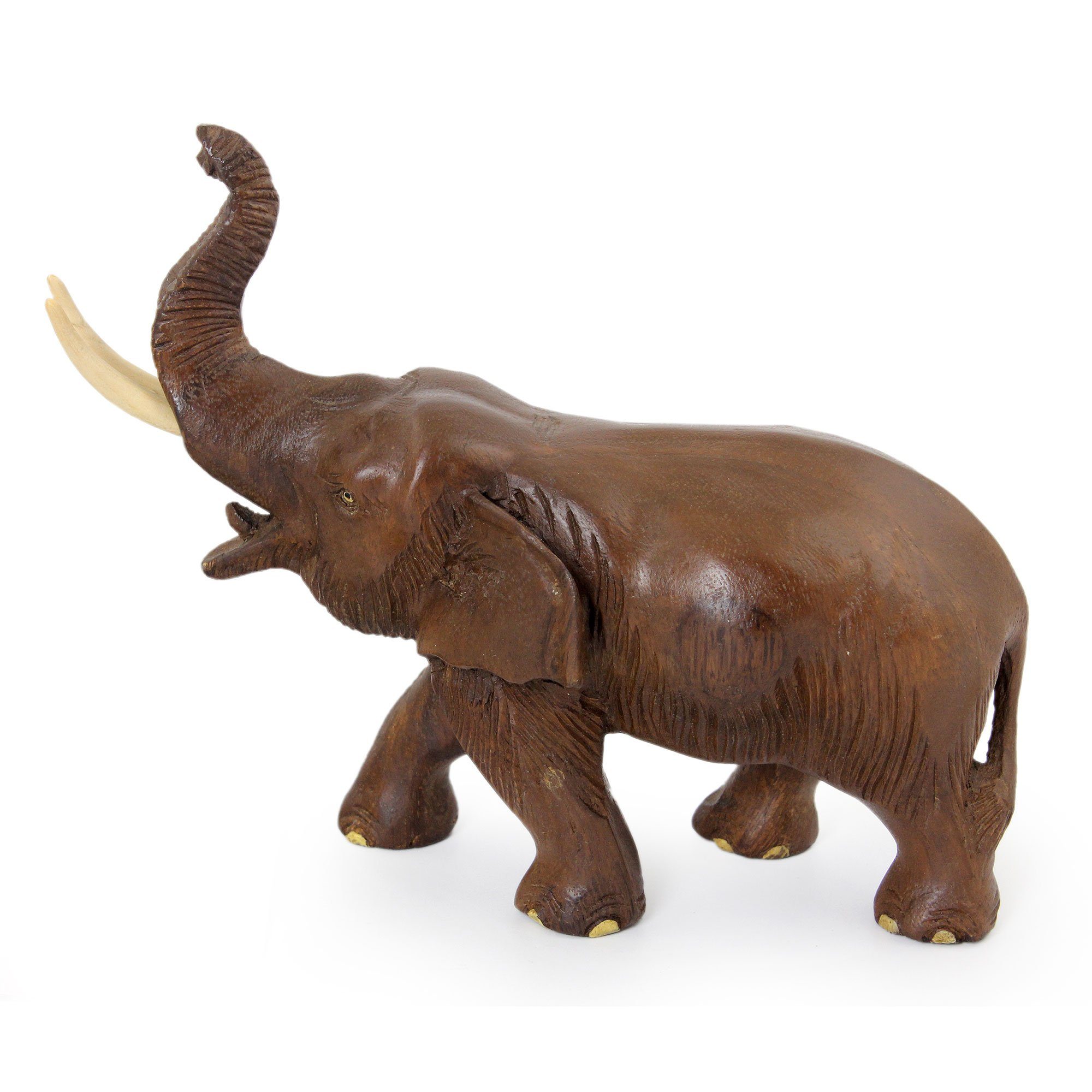Premium Handcrafted Elephant Sculpture - Rain Tree & Ivory Wood