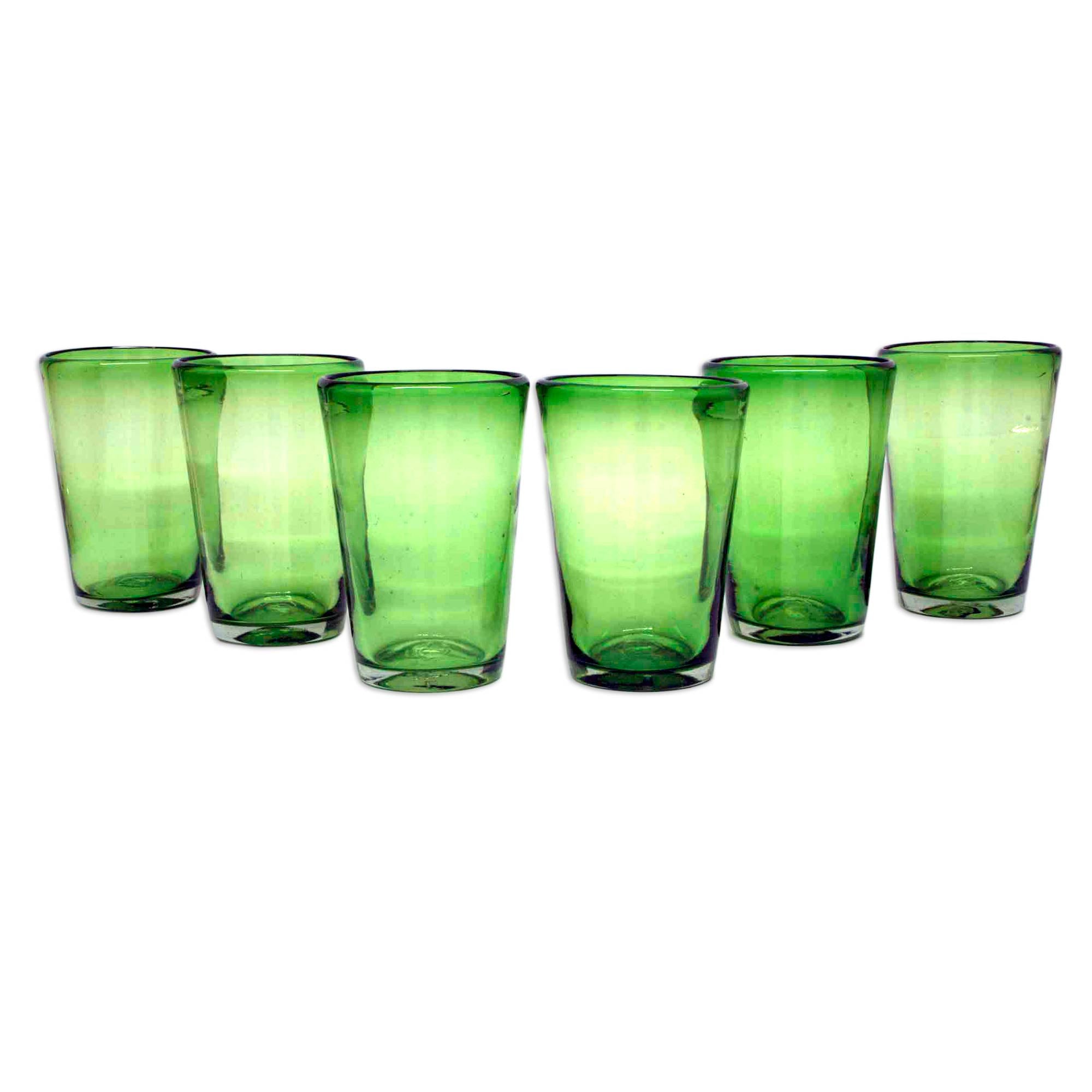 Premium Lime Twist Handblown Recycled Water Glasses - Set of 6