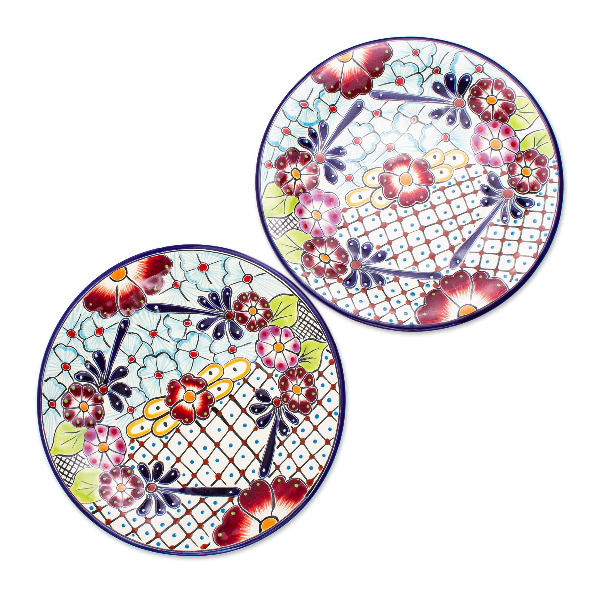 Premium Handcrafted Talavera-Style Dinner Plates from Mexico (Pair)