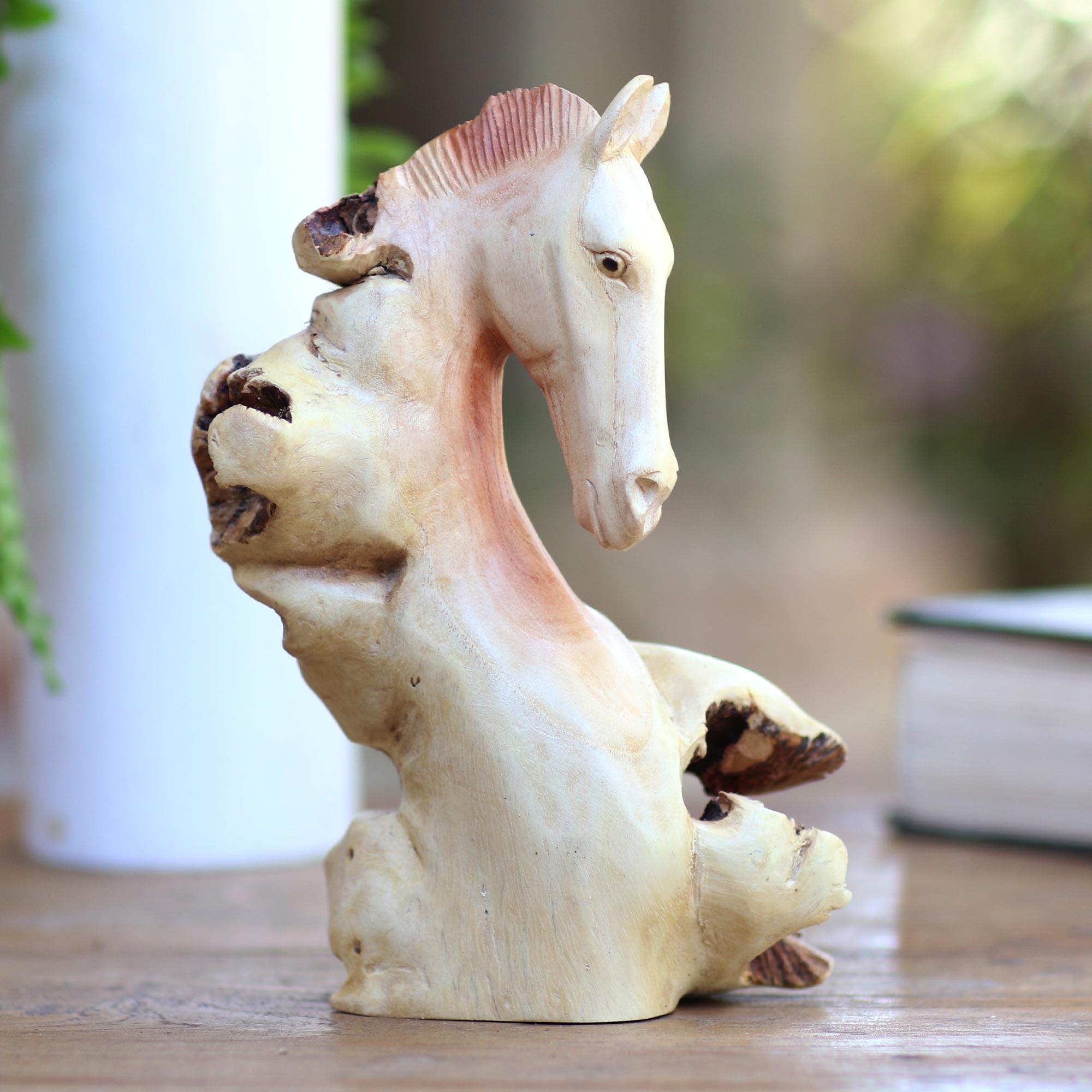 Premium Handcrafted Benalu Wood Horse Head Sculpture - Unique Art Piece