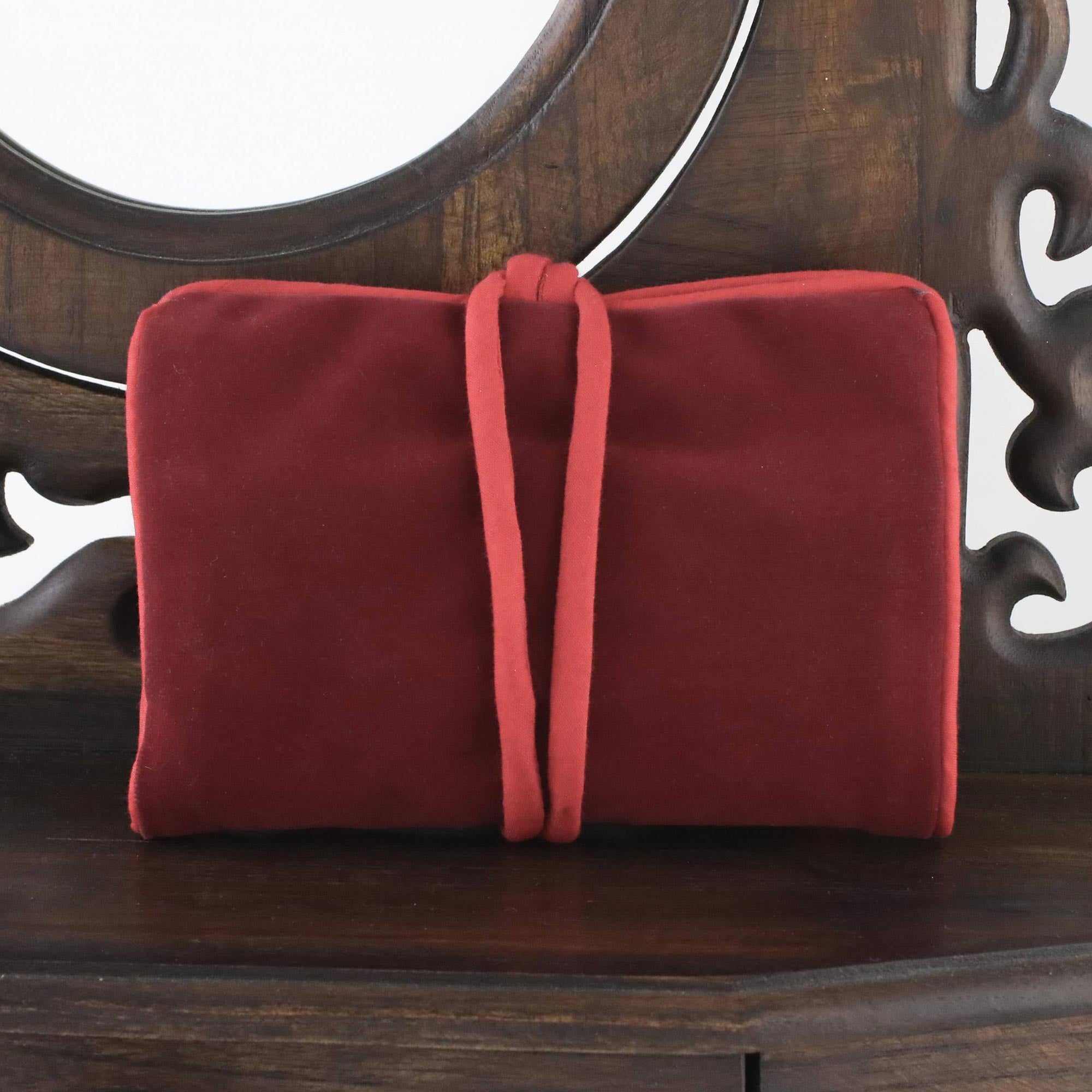 Premium Red Velvet Jewelry Roll by Hill Tribe Artisans