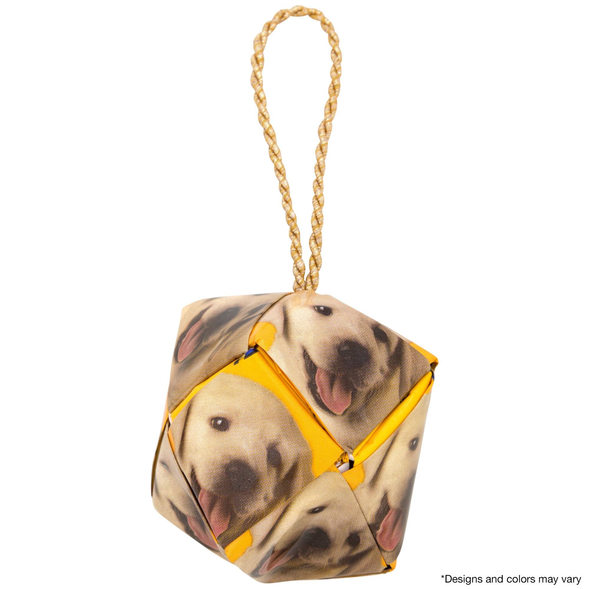 Premium Recycled Dog Food Ornament - Handmade Geometric Design