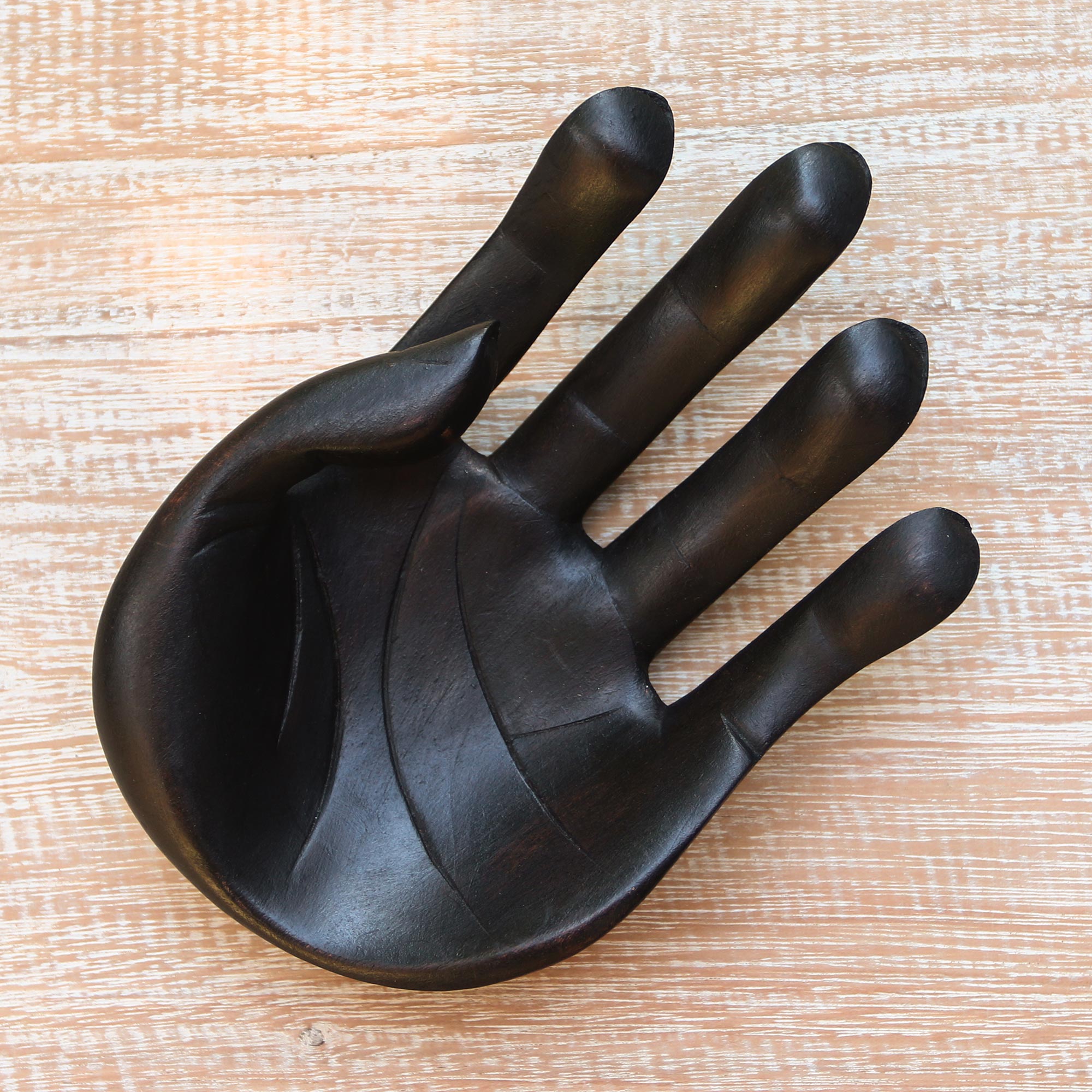 Premium Black Palm Wood Hand Sculpture - Artisan-Crafted Home Decor from Indonesia