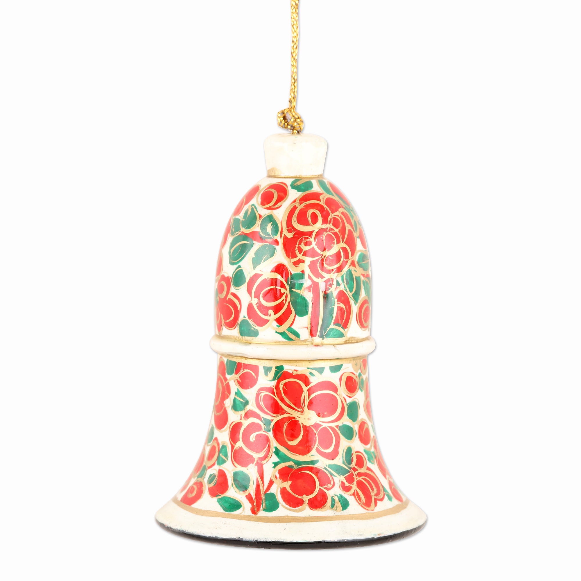Premium Handmade Kashmir Bells - Set of 4 Unique Papier Mache Ornaments from India