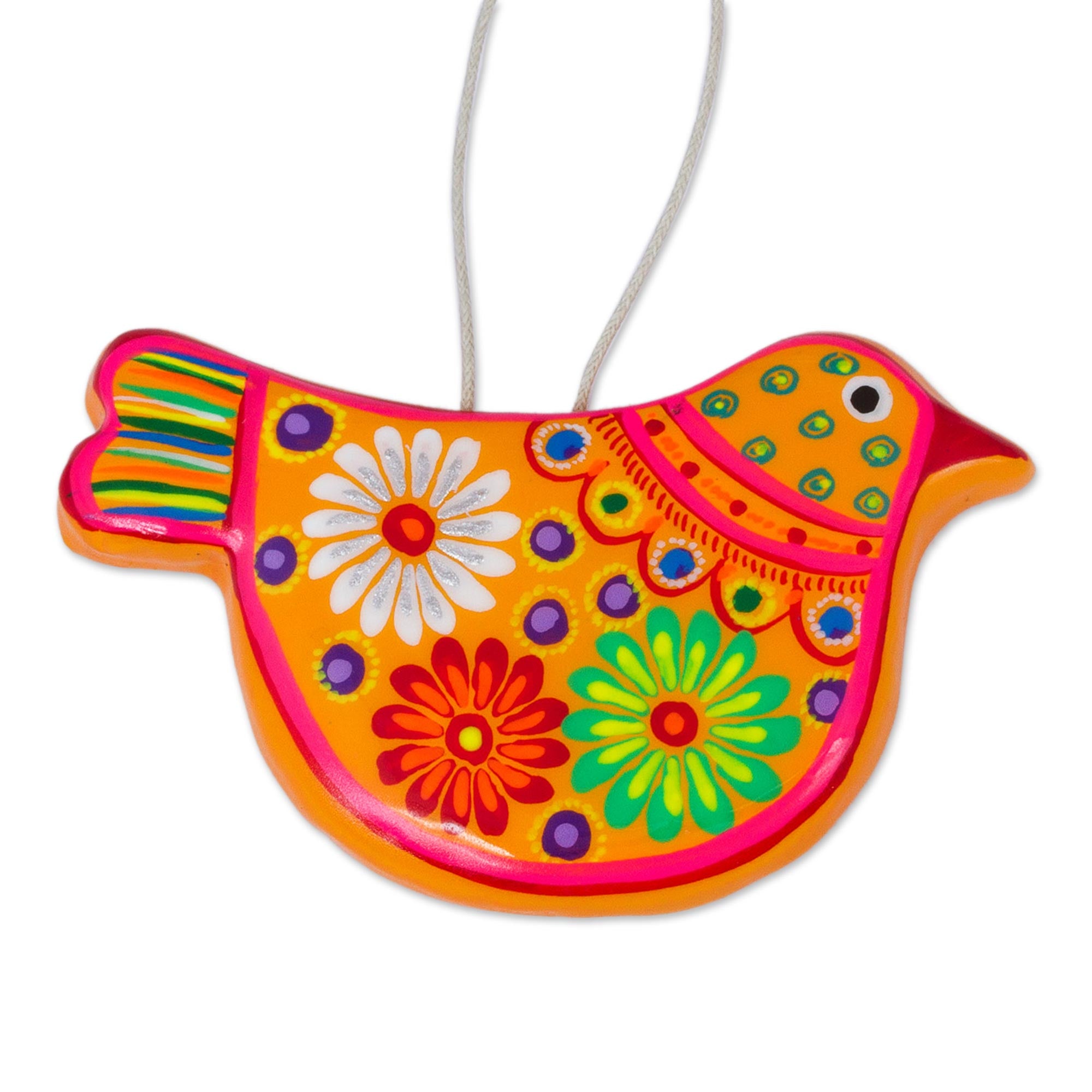 Premium Handcrafted Marigold Dove Ornaments – Yellow Floral Ceramic Peace Dove