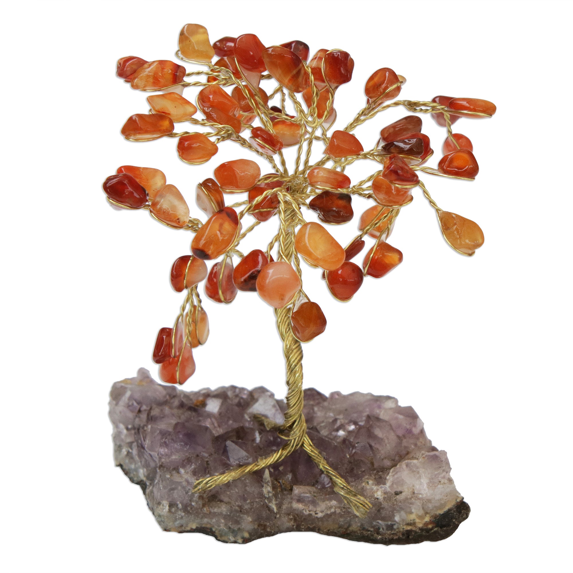 Premium Gemstone Tree Sculpture: Carnelian & Amethyst Handcrafted Art Piece