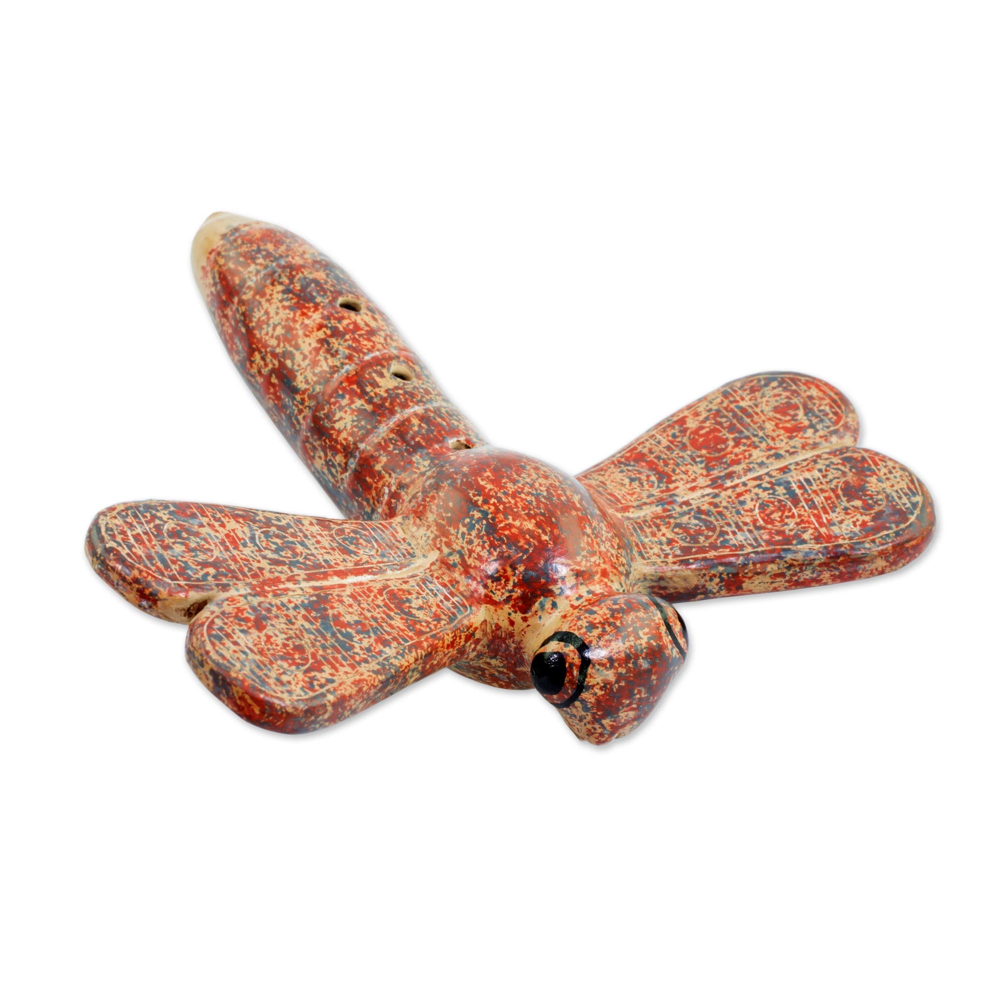 Premium Melodic Dragonfly Ceramic Ocarina Flute - Handcrafted Artisan Instrument from Nicaragua