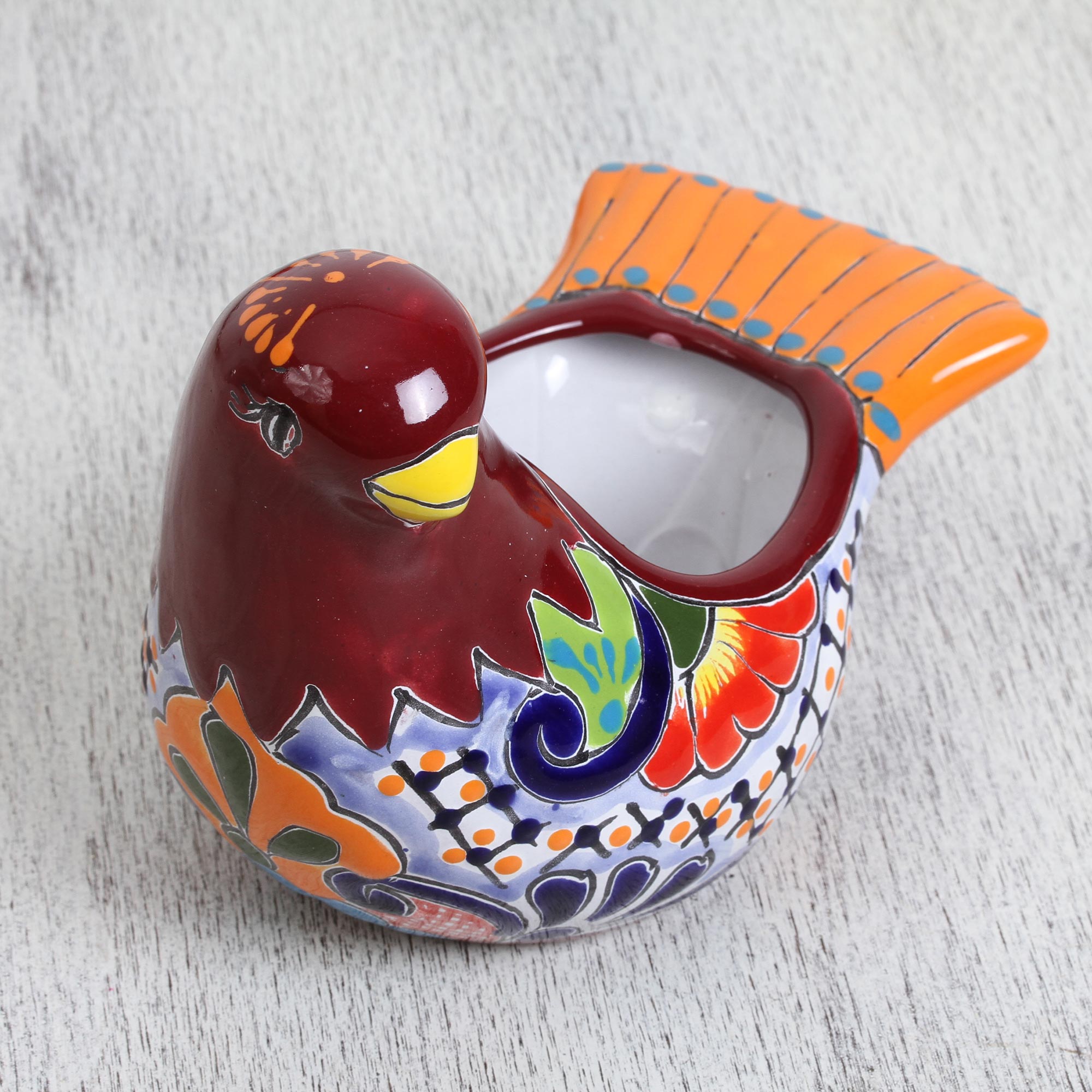 Premium Hand-Painted Ceramic Dove Planter – Authentic Mexican Talavera Art