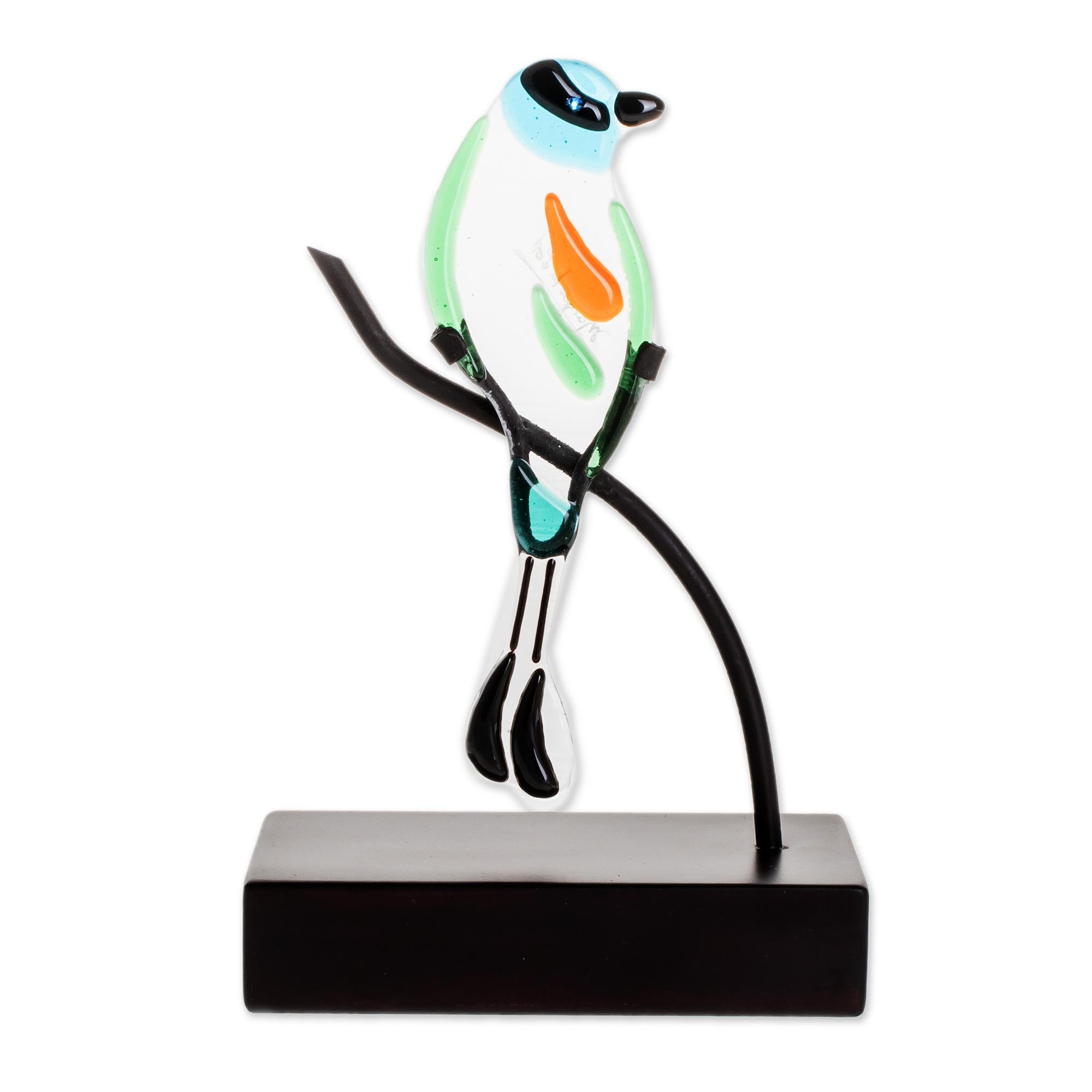 Premium Handcrafted Motmot Bird Art Glass Sculpture from El Salvador
