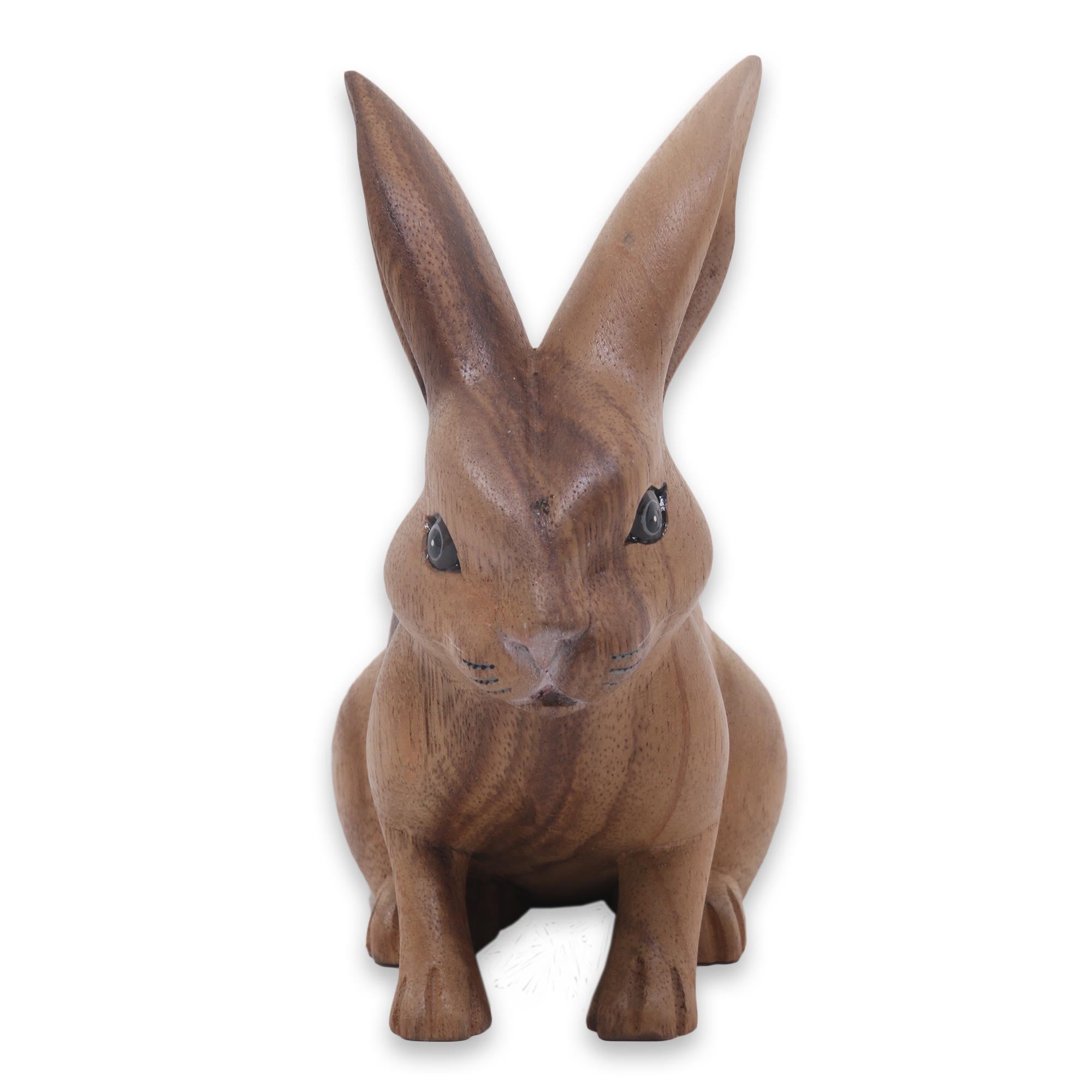 Premium Hand-Carved Ginger Rabbit Statuette – Fair Trade Artisan Craft