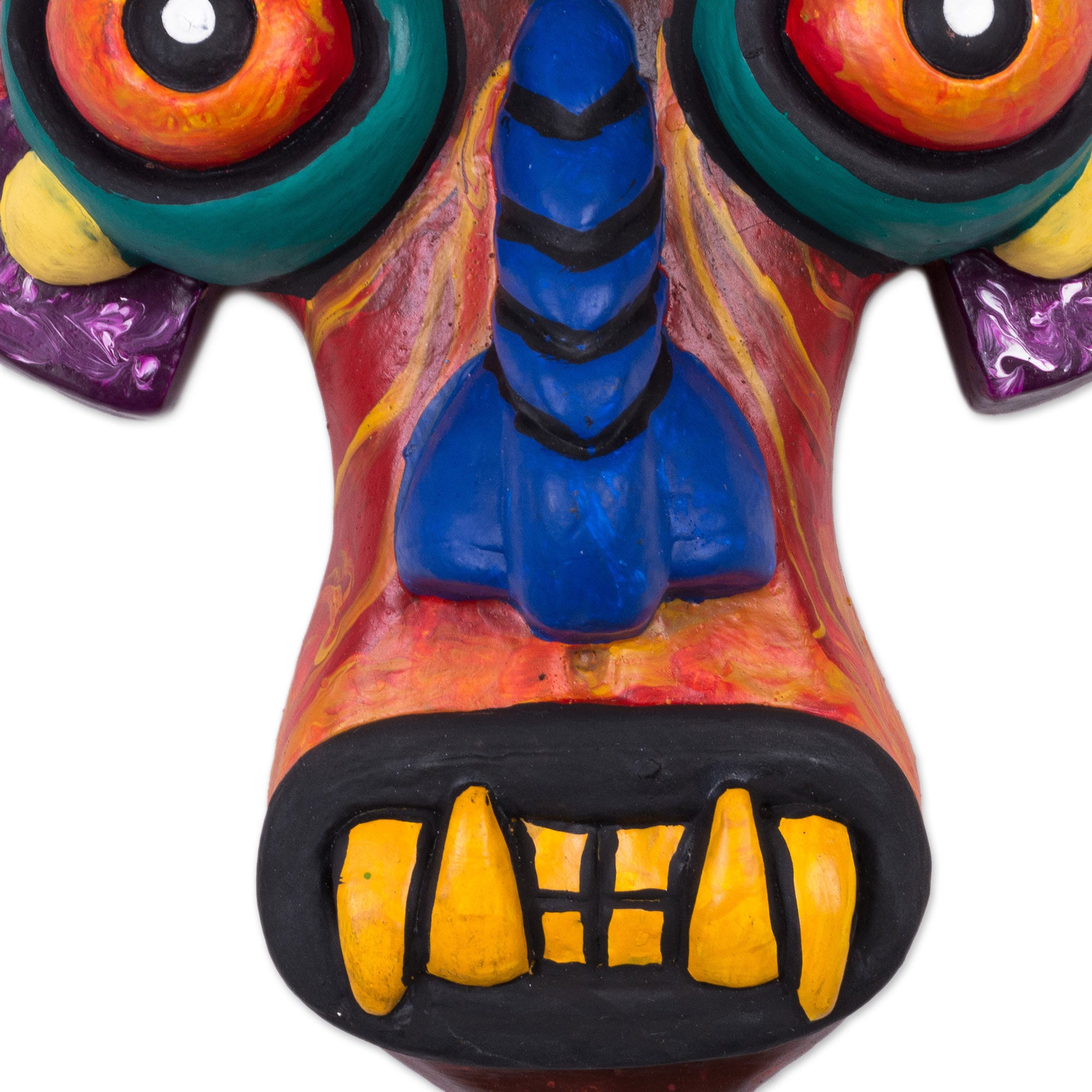 Premium Handcrafted Devil Mask Wall Art - Vibrant Peruvian Ceramic Decor