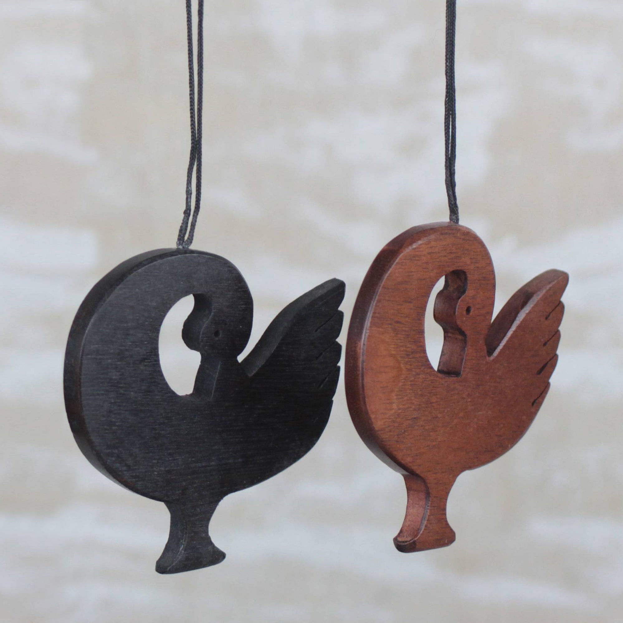 Premium Handcrafted Ebony Wood Sankofa Ornaments Set - Learn from History (Set of 4)