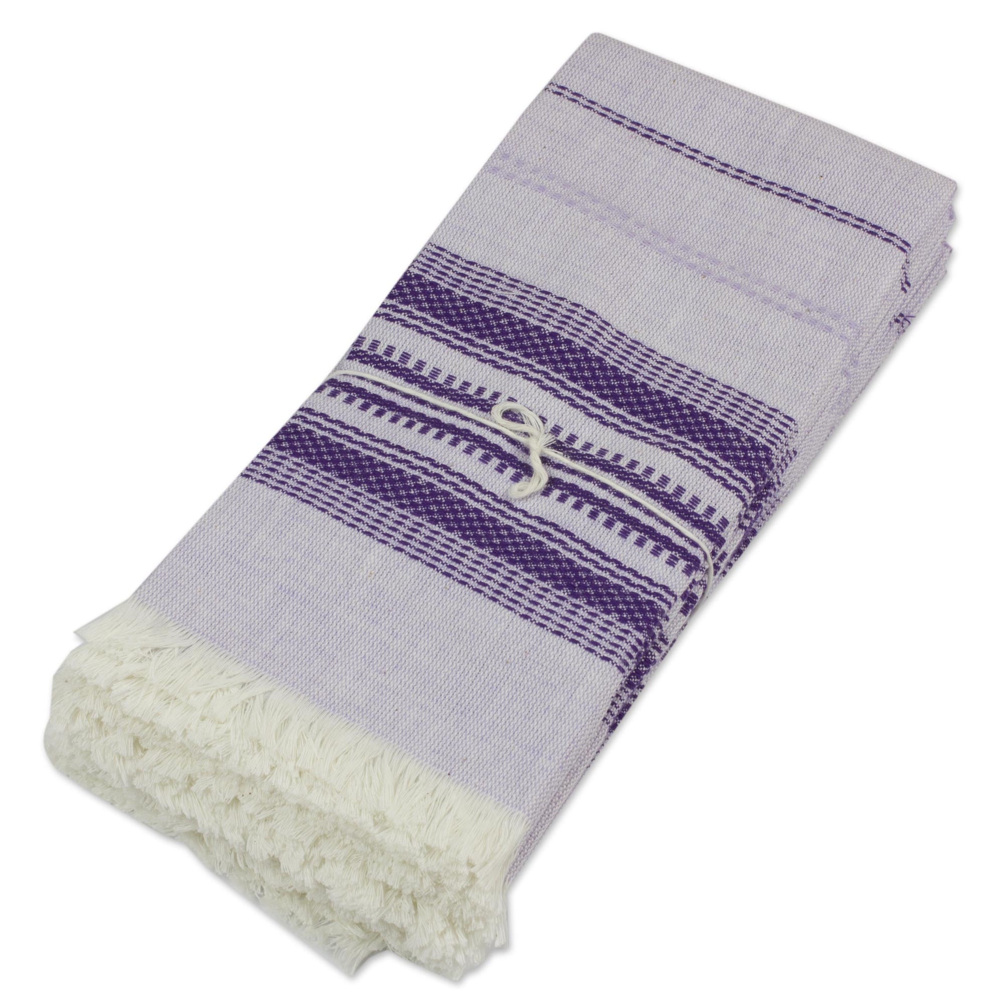 Premium Handwoven Purple Striped Cotton Napkins (Set of 6) - Elevate Your Dining Experience