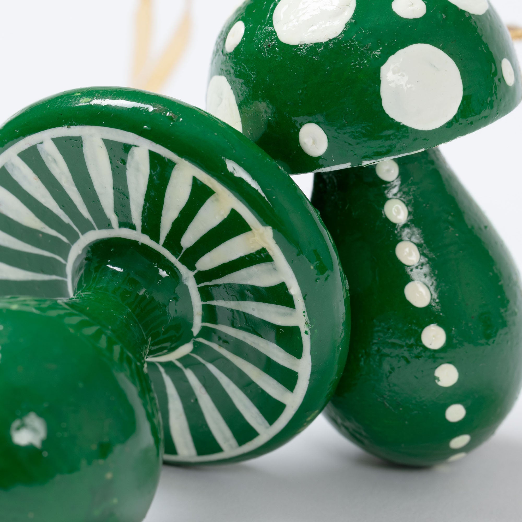 Premium Hand-Painted Mushroom Ornaments - Whimsical Christmas Set of 2