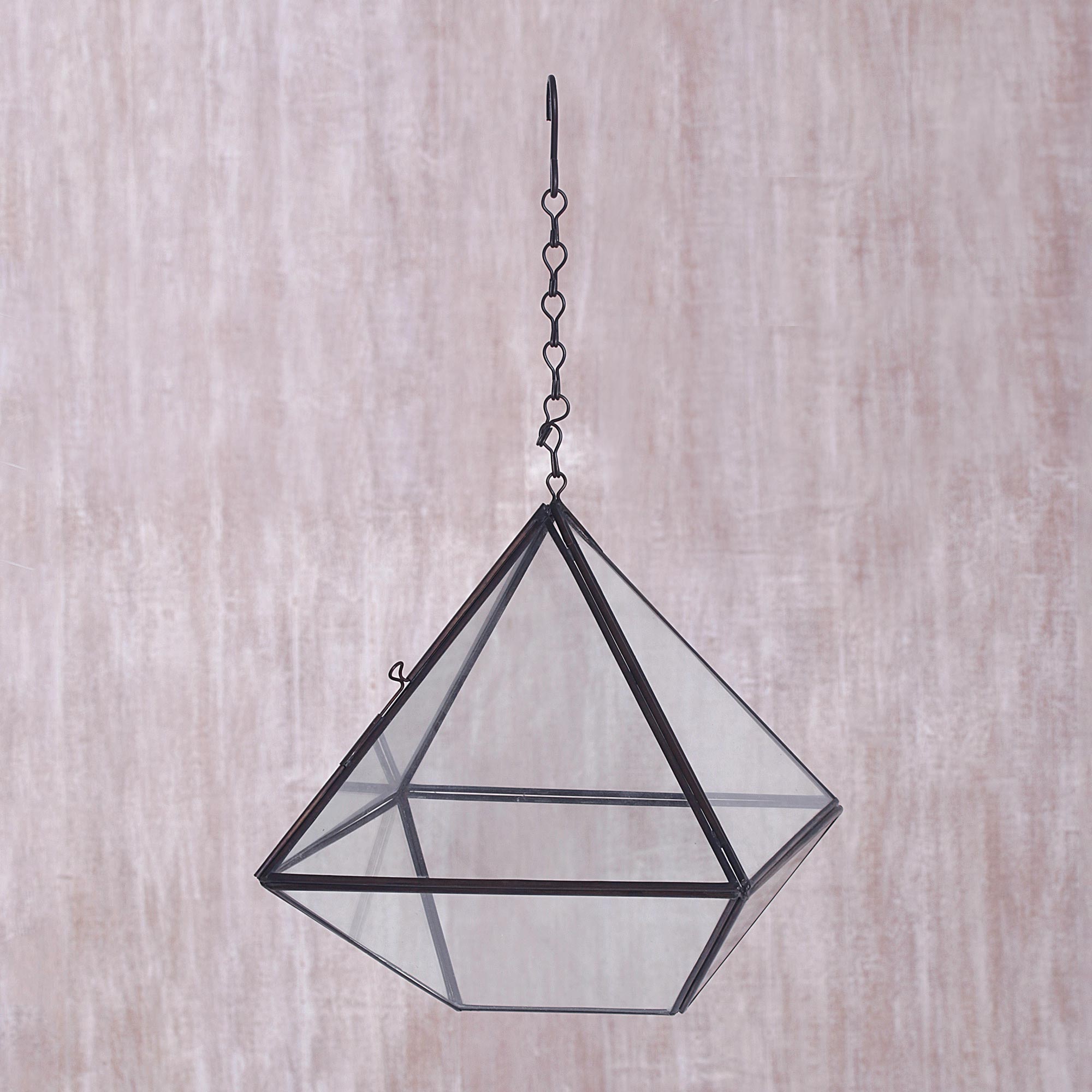 Premium Geometric Glass Hanging Terrarium – Handmade in Indonesia