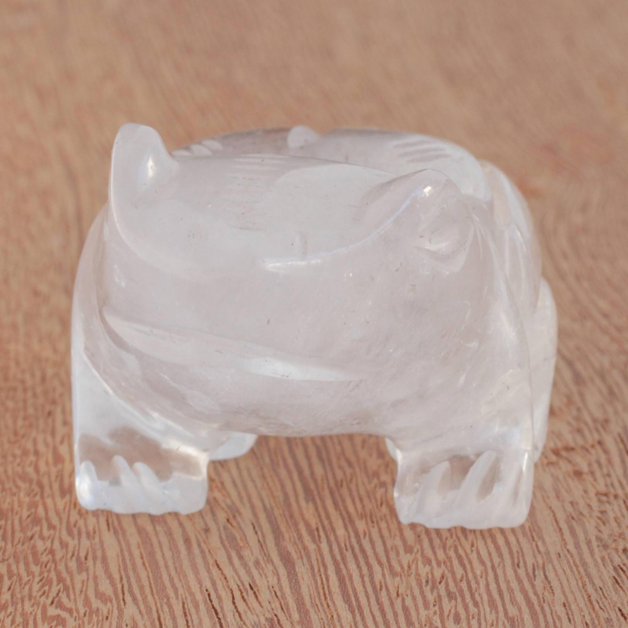 Premium Hand-Carved Quartz Gemstone Frog Figurine - Brazilian Artistry