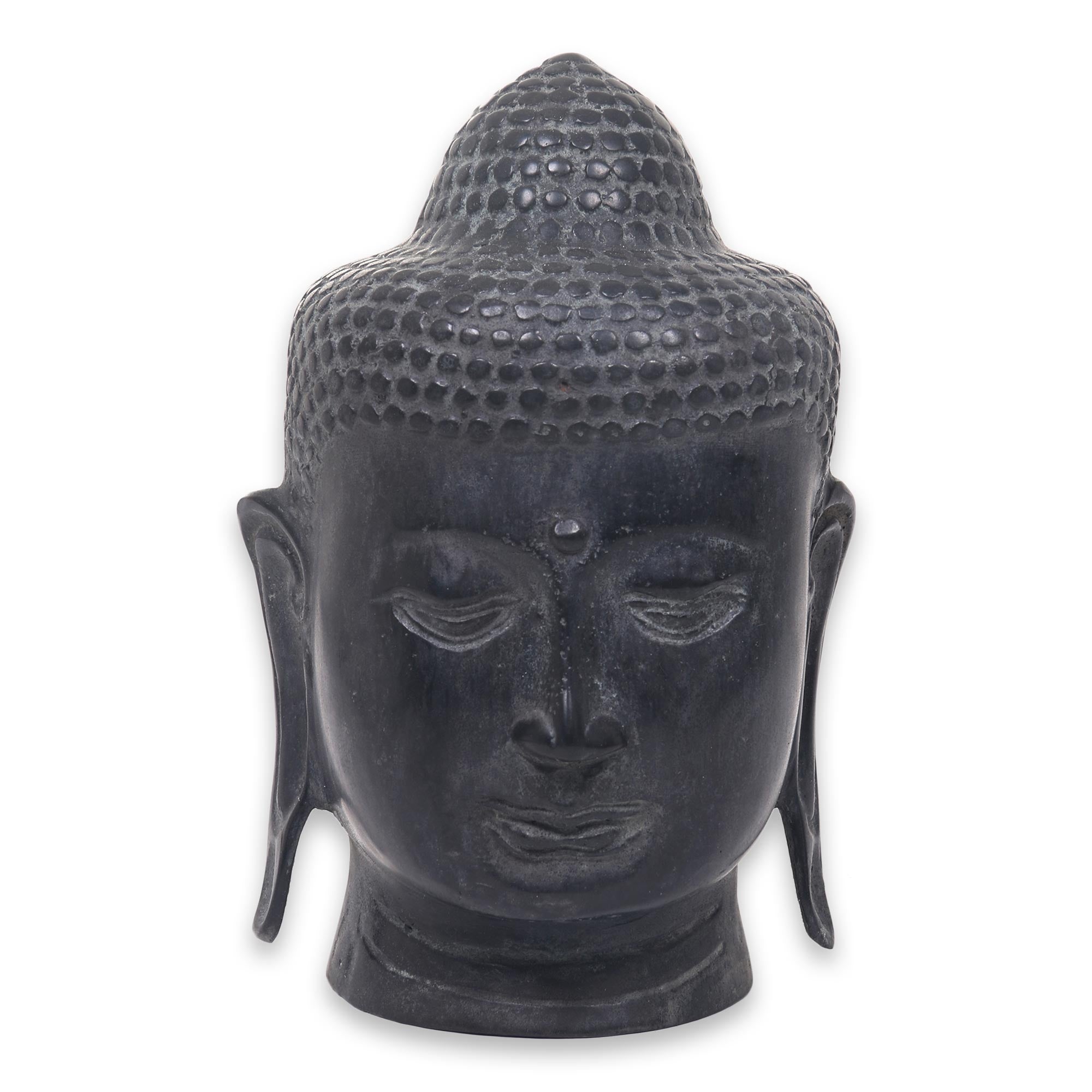 Premium Cast Bronze Buddha Head Statue - Handcrafted Balinese Artisan Masterpiece