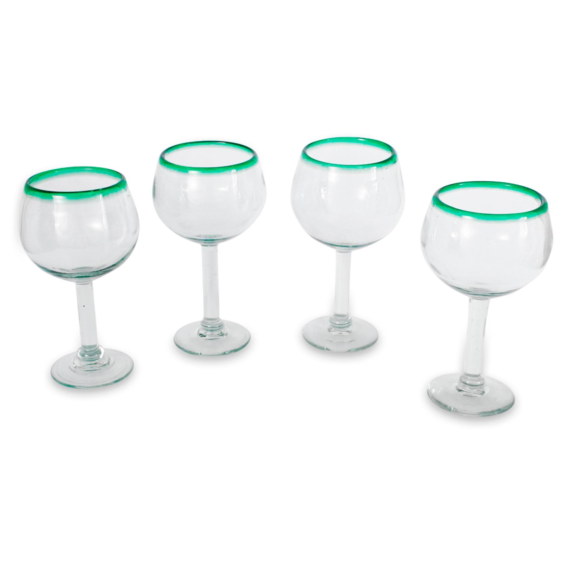 Premium Hand Blown Lime Globe Wine Glasses Set of 4 - Eco-Friendly & Unique