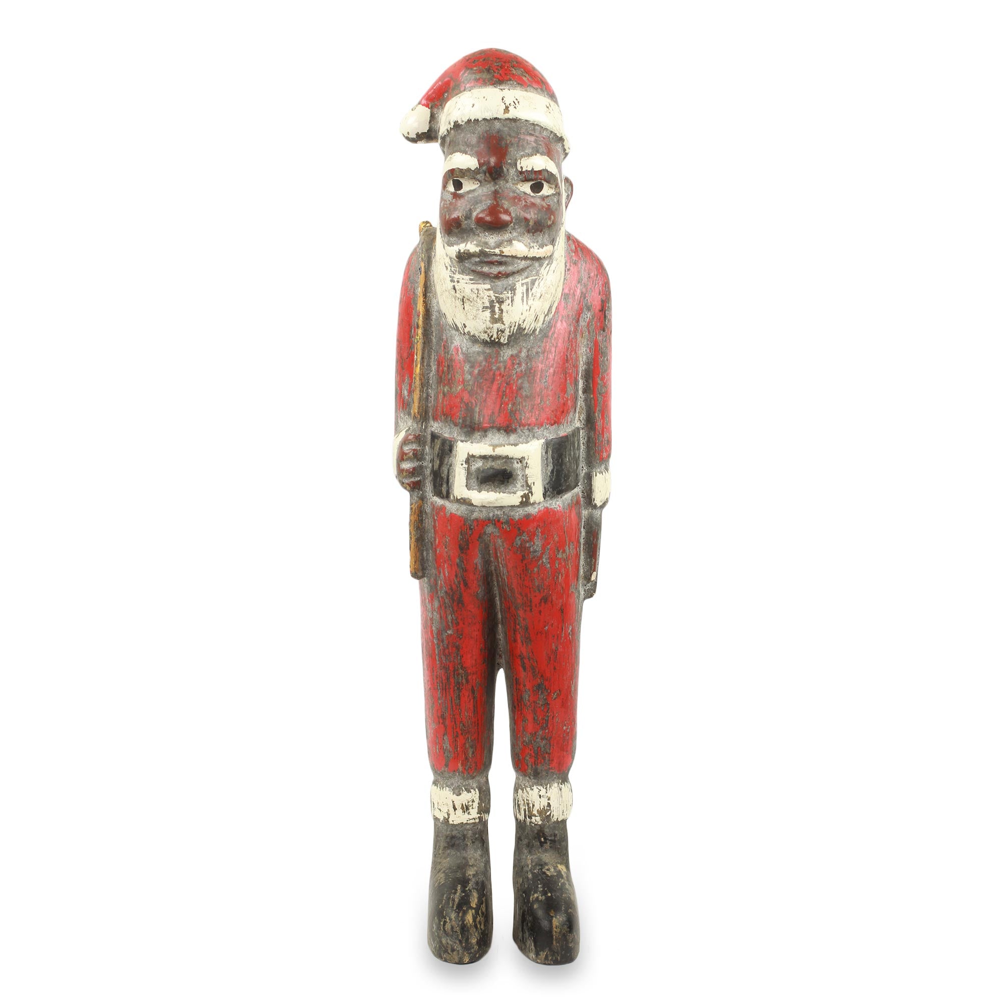 Premium African Santa Claus Sculpture: Handcrafted Father Christmas Art