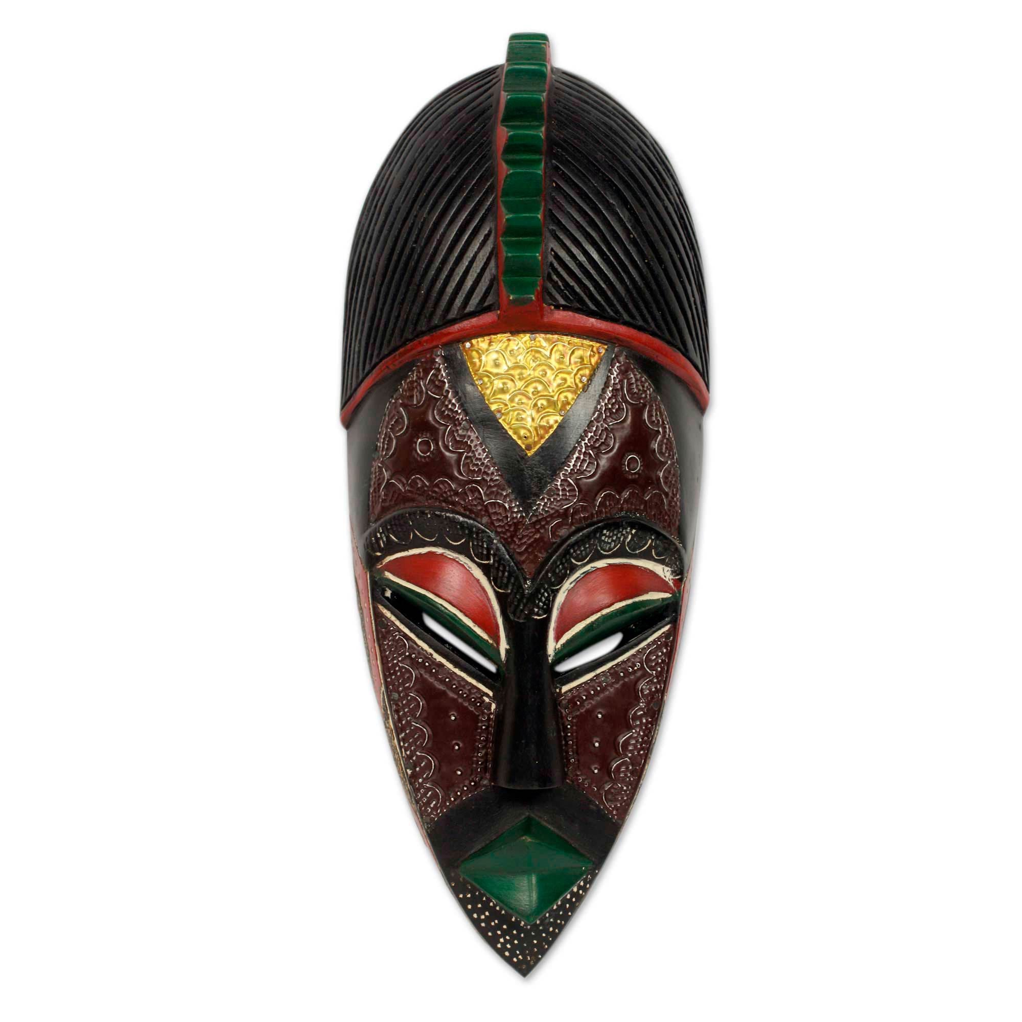 Premium Handcrafted African Mask - Heart Secrets Ornate Multicolor Wall Art