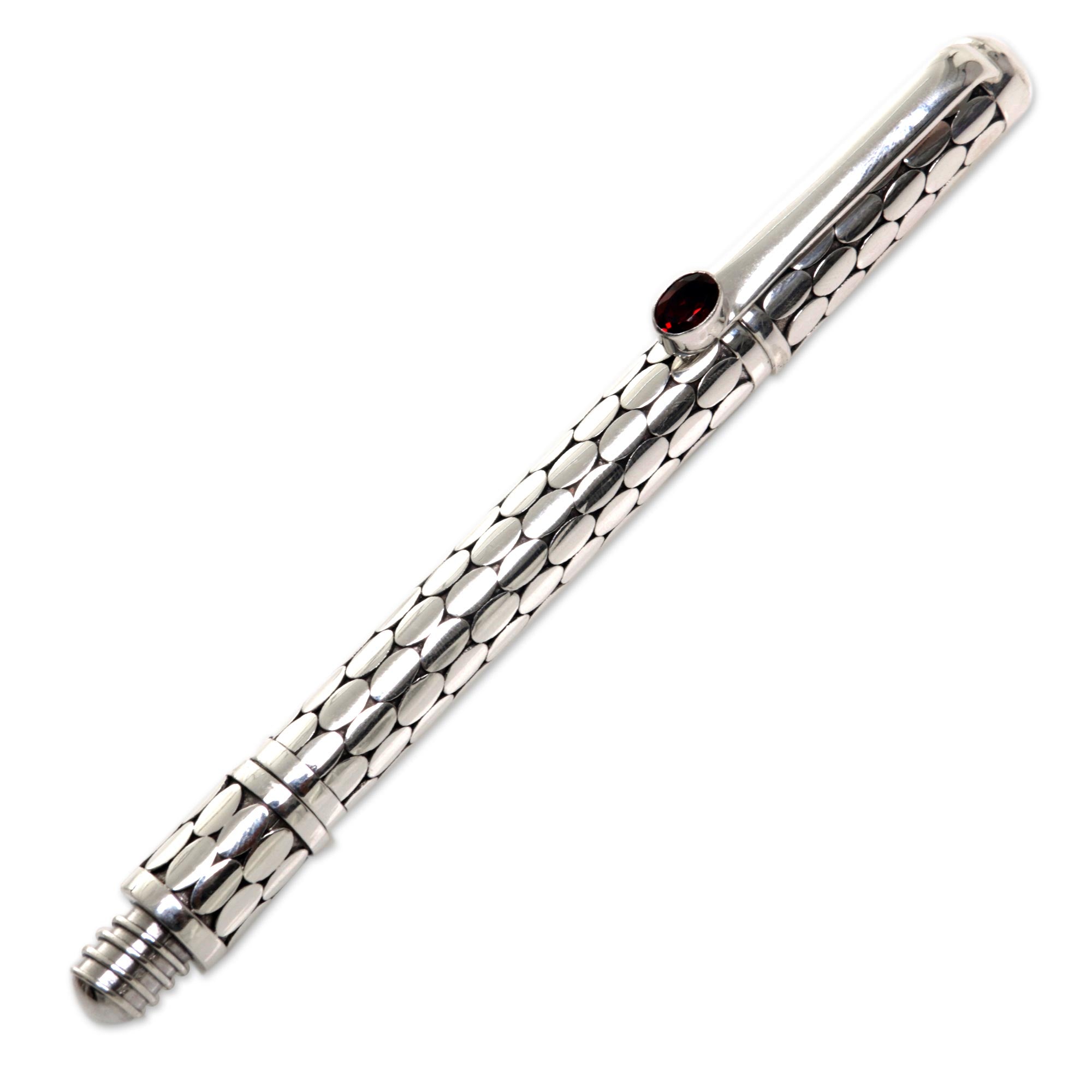 Premium Garnet Gleam Handmade Sterling Silver Ballpoint Pen - Ultimate Writing Upgrade