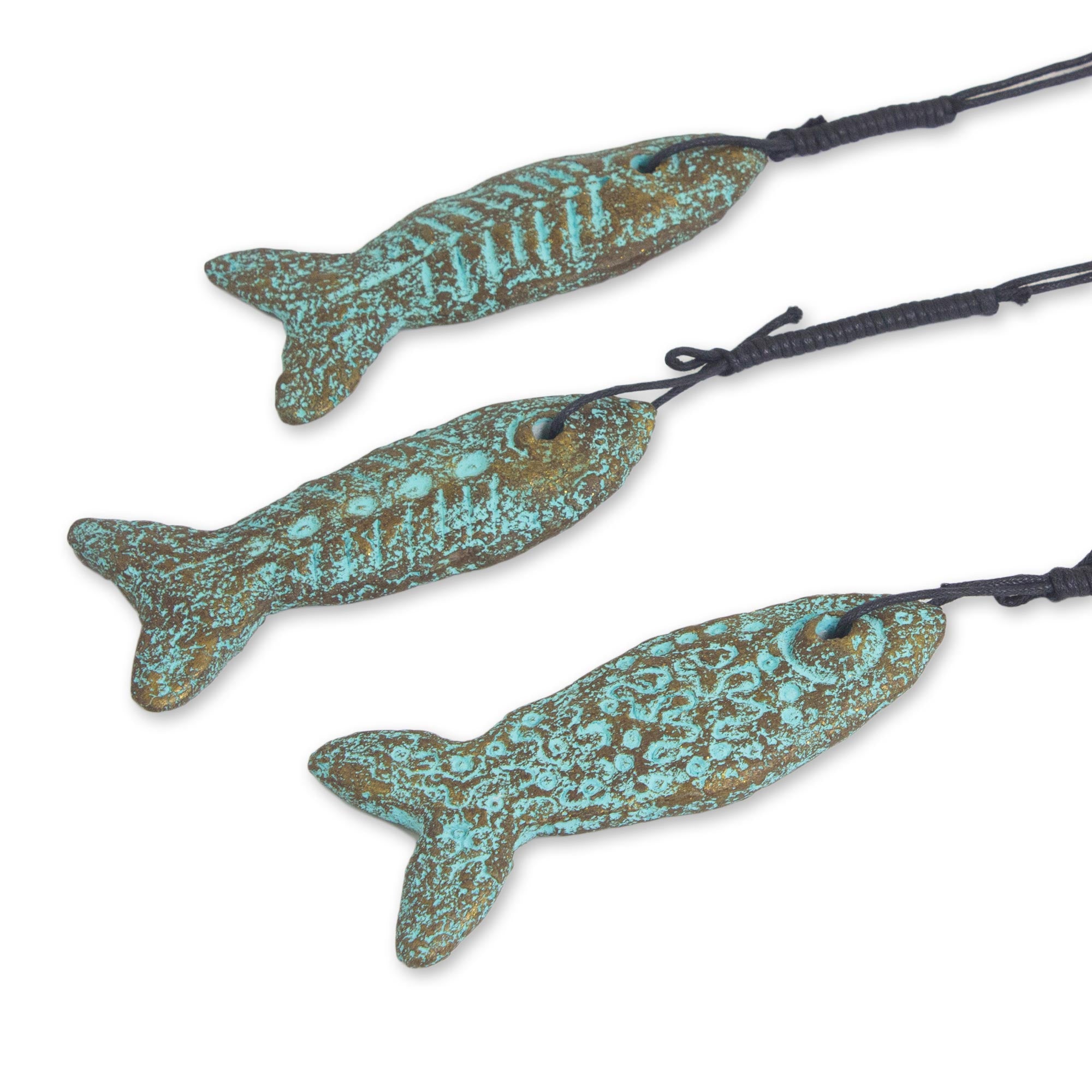 Premium Handmade Recycled Paper Fish Ornaments - Set of 3, Buddhism-Inspired Decor