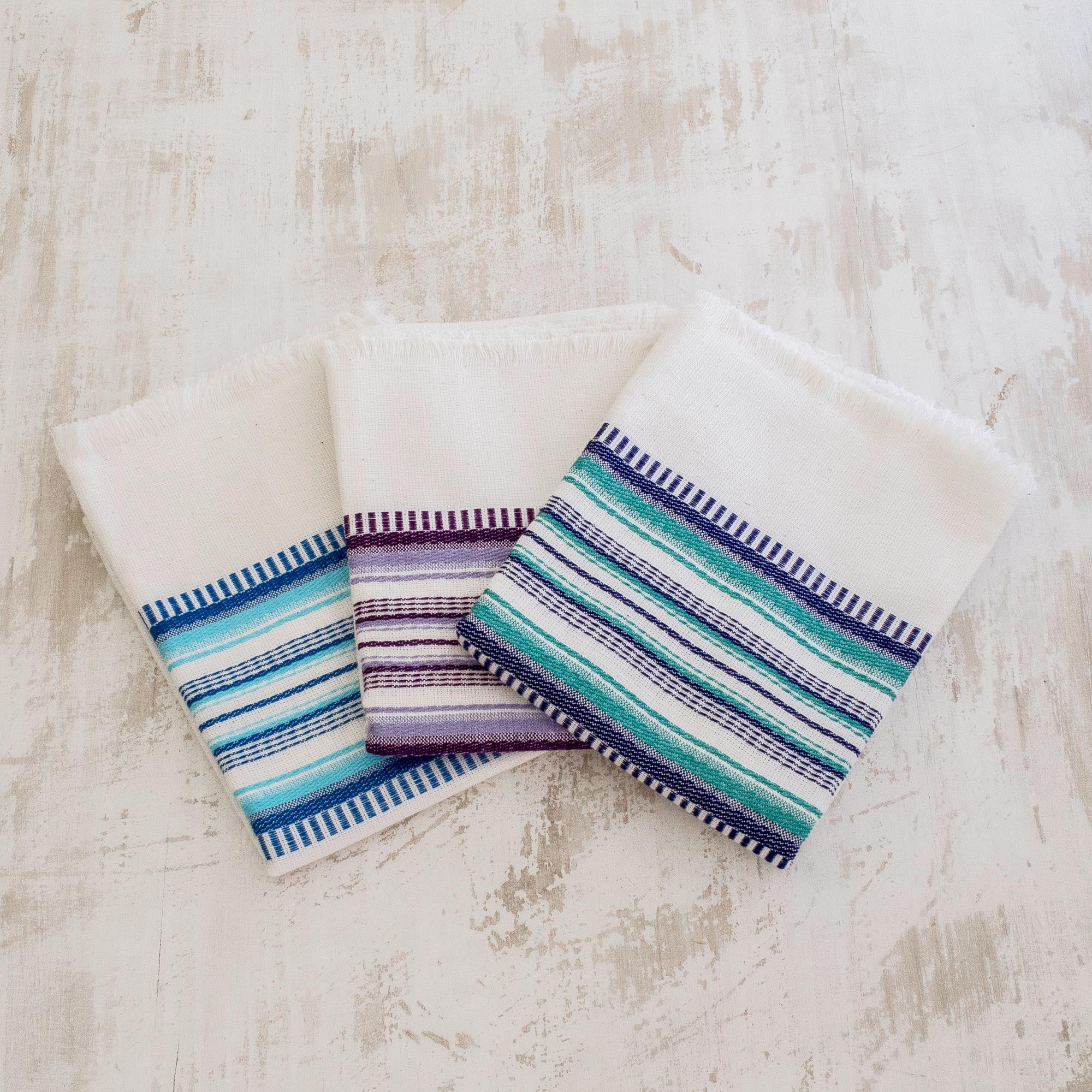 Premium Handwoven Guatemalan Cotton Dish Towels - Set of 3 in Berry Colors