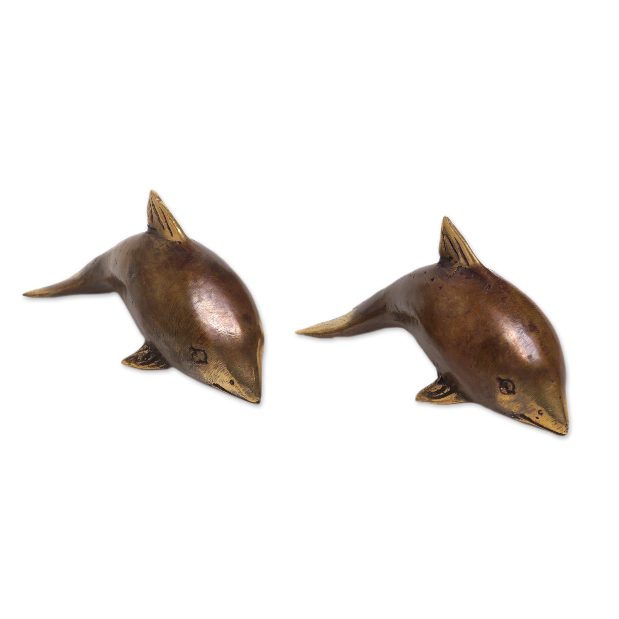 Premium Handcrafted Antique Bronze Dolphin Sculptures - Balinese Artistry