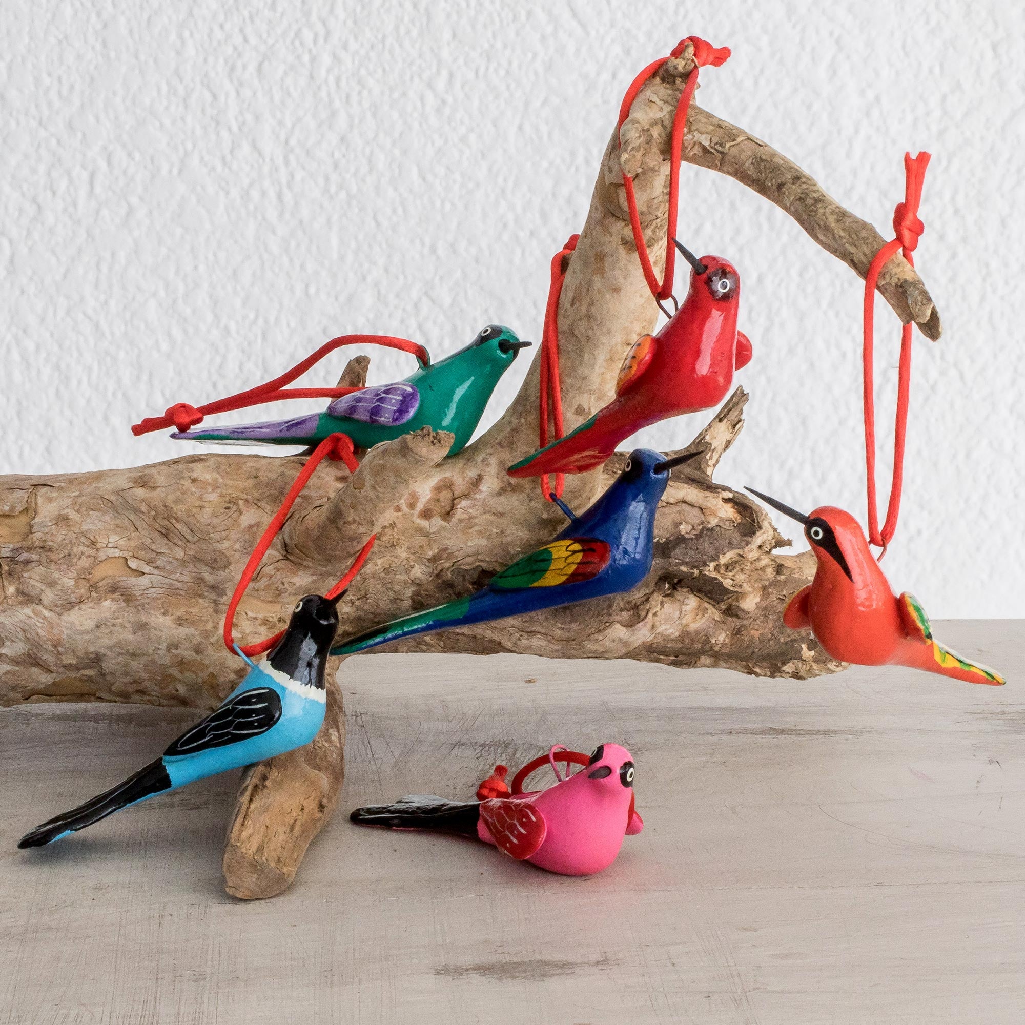 Premium Hand-Painted Ceramic Hummingbird Ornaments - Set of 6