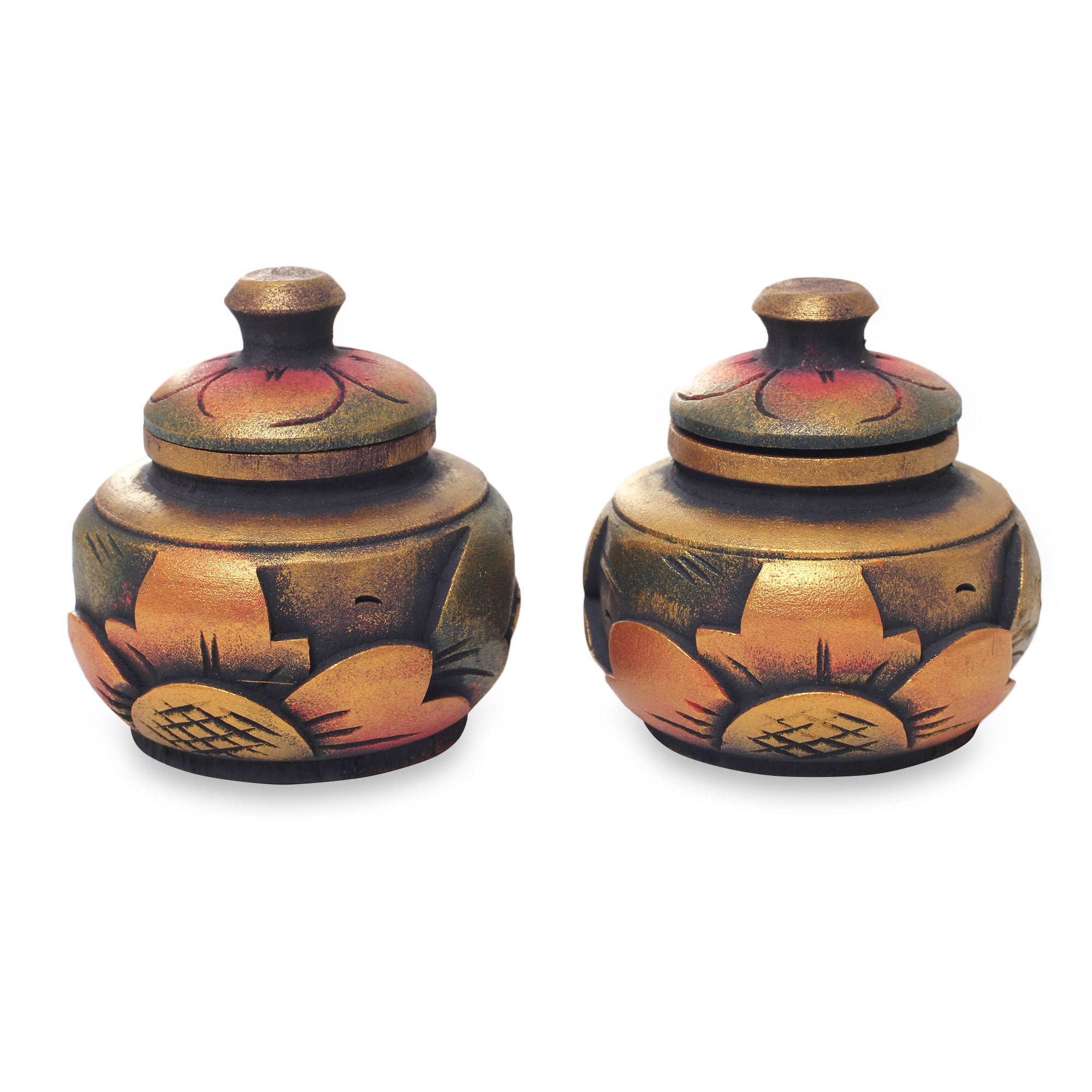 Premium Guwang Treasure Handcrafted Round Wooden Boxes (Set of 2)