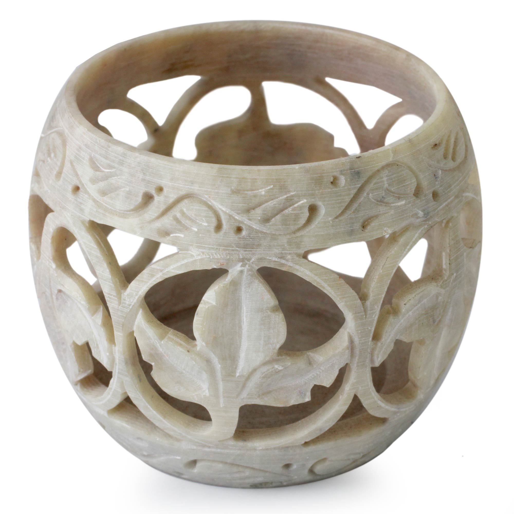 Premium Fig Leaf Soapstone Candle Holder Set - Ultimate Home Decor Upgrade