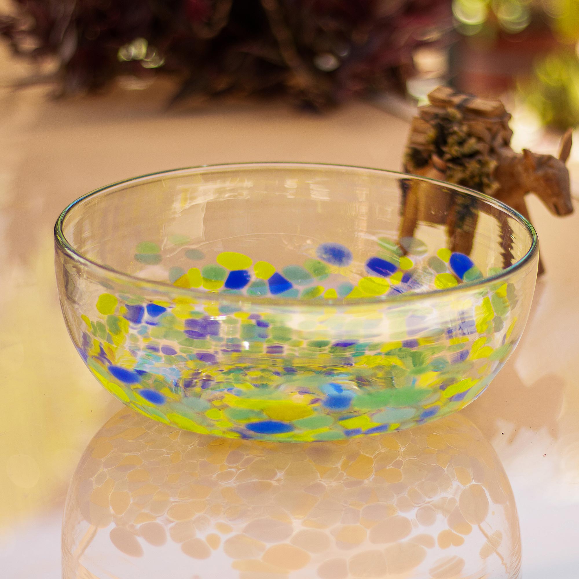 Premium Tropical Confetti Recycled Glass Serving Bowl - Handcrafted in Mexico