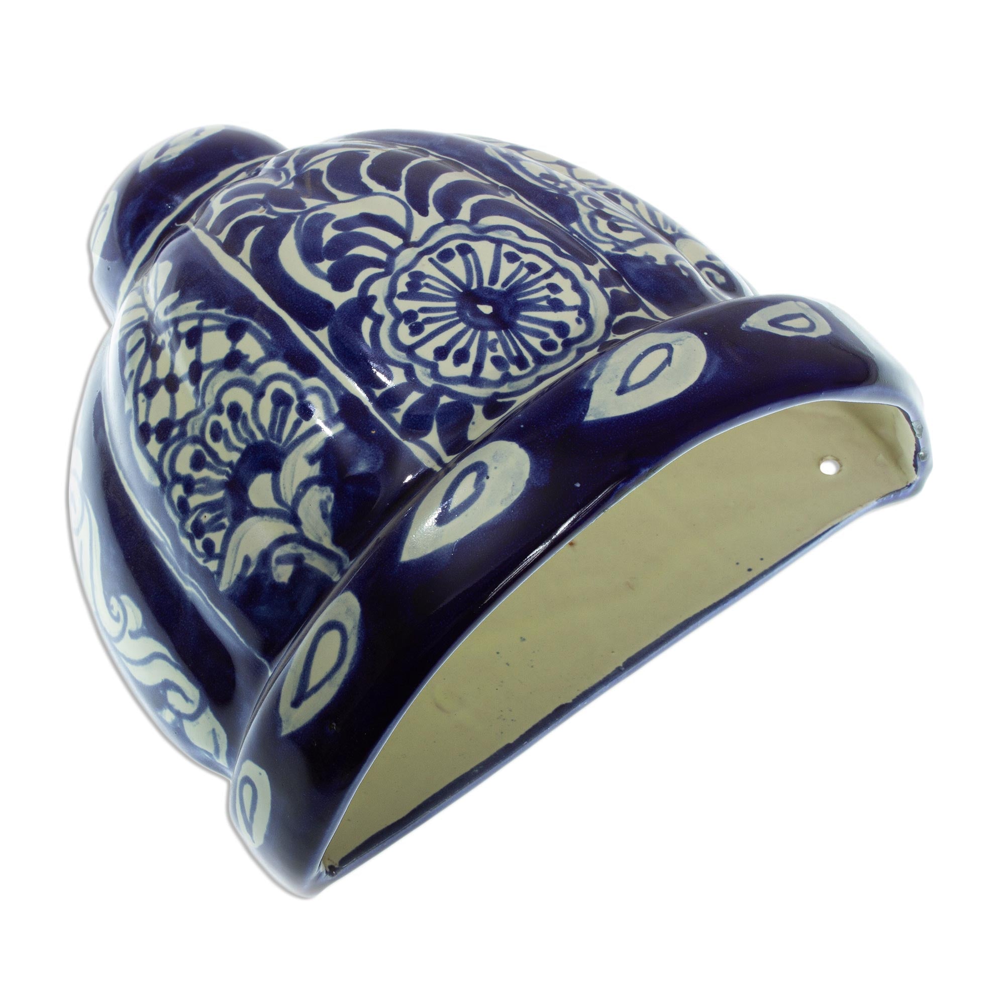 Premium Guanajuato Blues Cobalt Blue Ceramic Wall Planter - Handcrafted Talavera Art