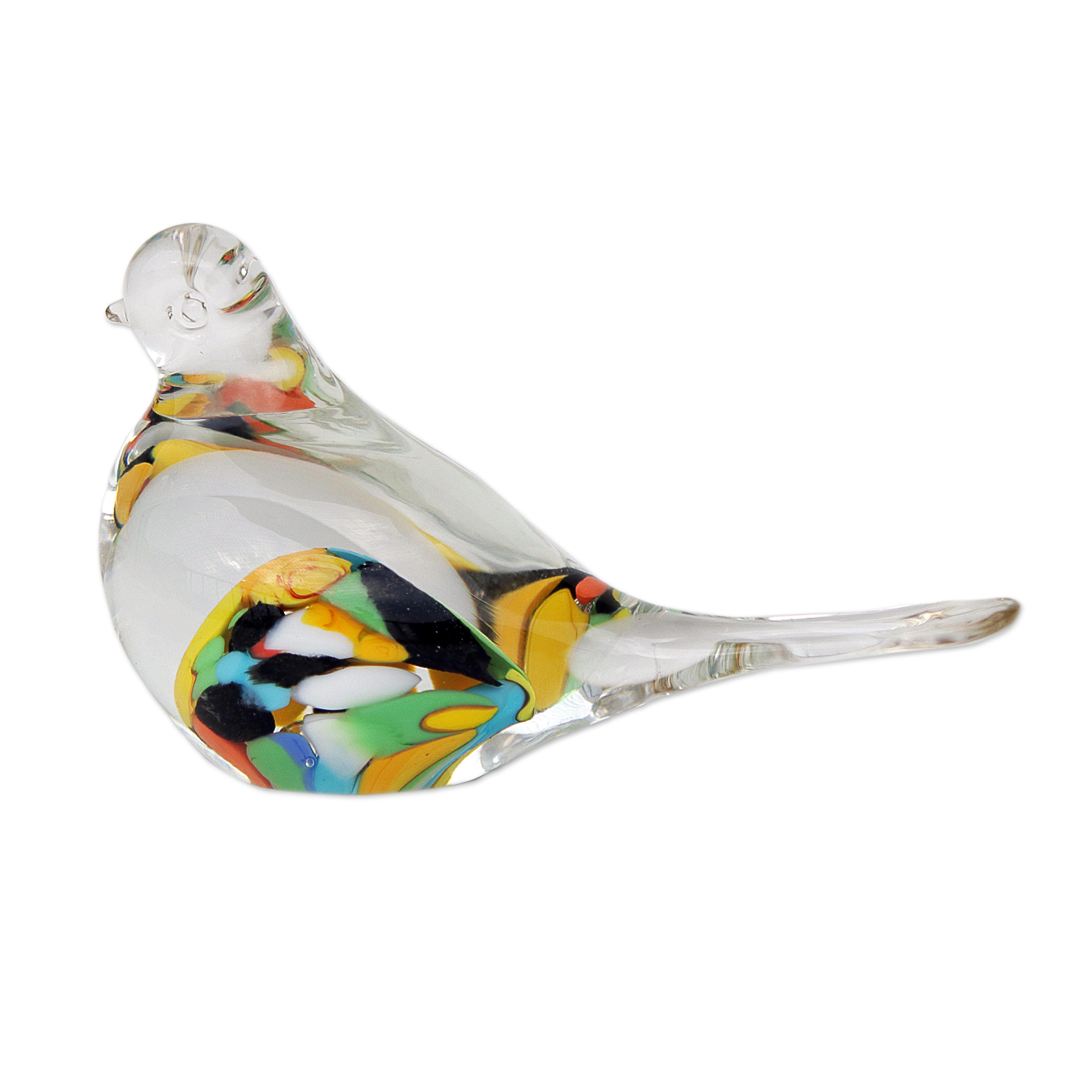 Premium Confetti Canary Handblown Art Glass Paperweight - Ultimate Desk Decor