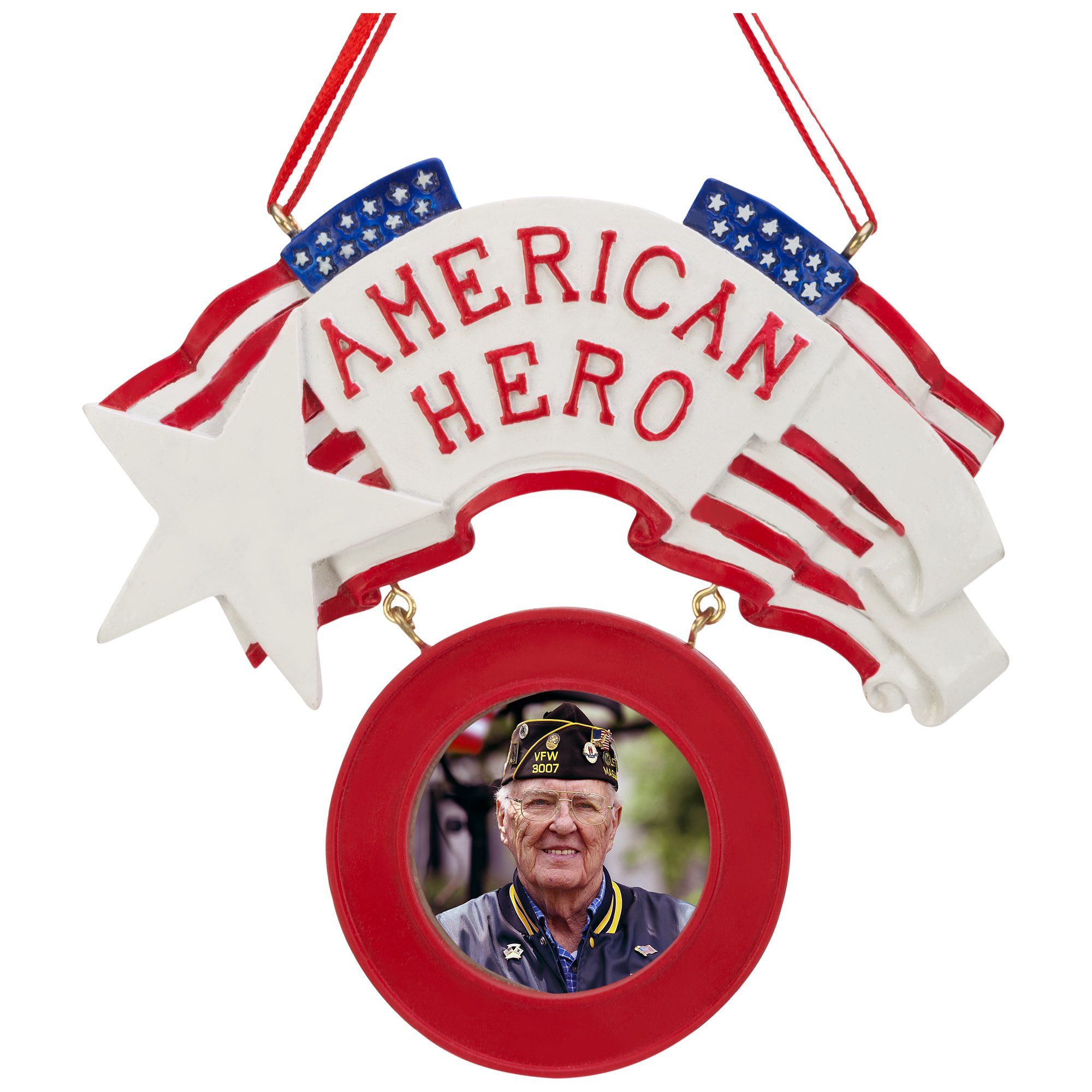Premium American Hero Photo Frame Ornament - Honor & Celebrate