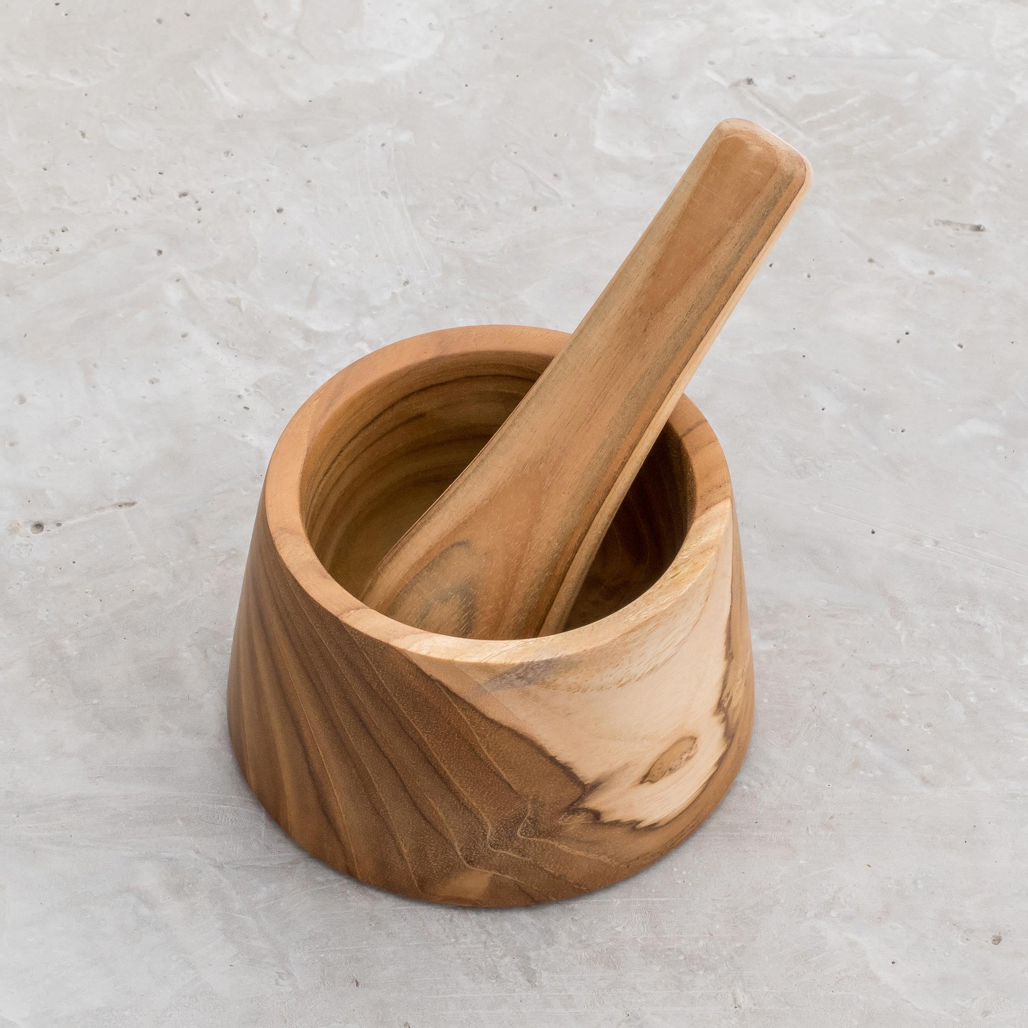 Premium Handcrafted Teak Wood Mortar and Pestle Set – Eco-Friendly Kitchen Essential