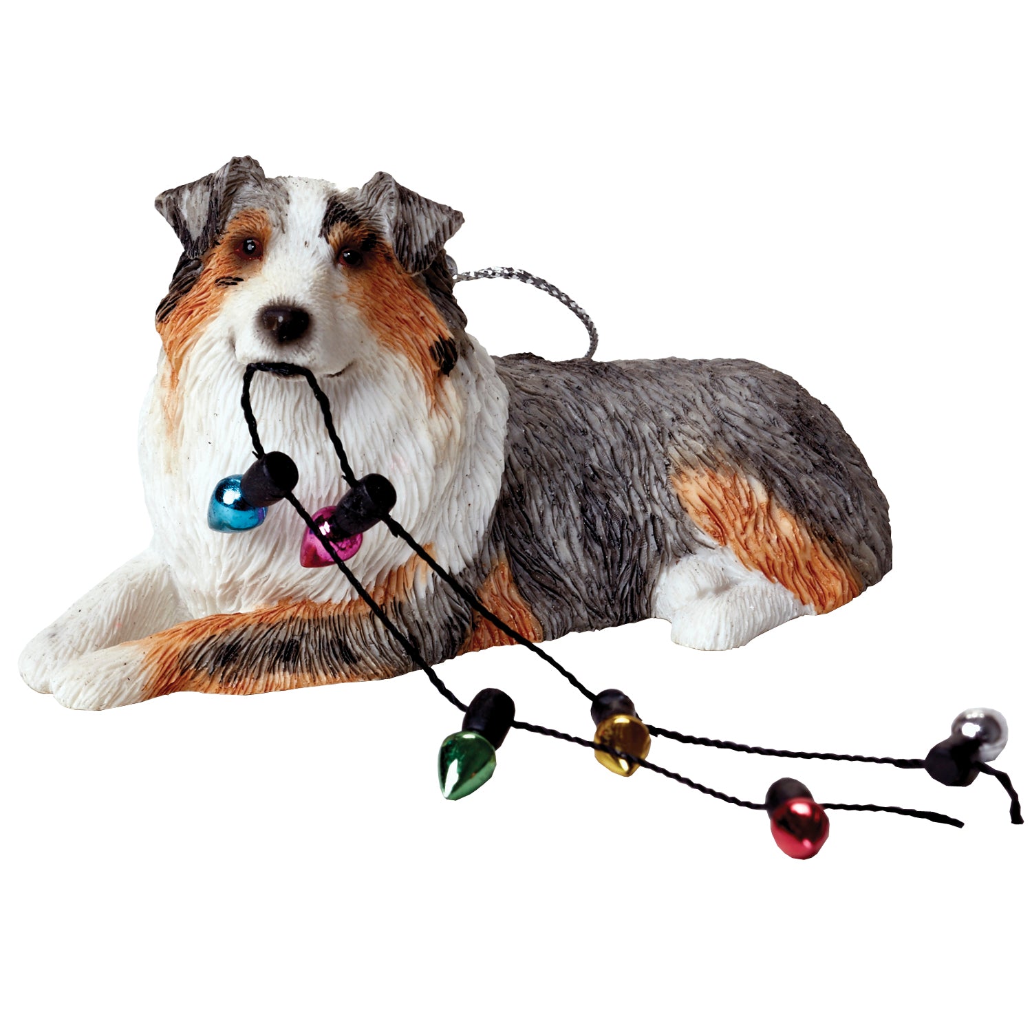 Premium Blue Merle Australian Shepherd Christmas Ornament - Handcrafted Realism