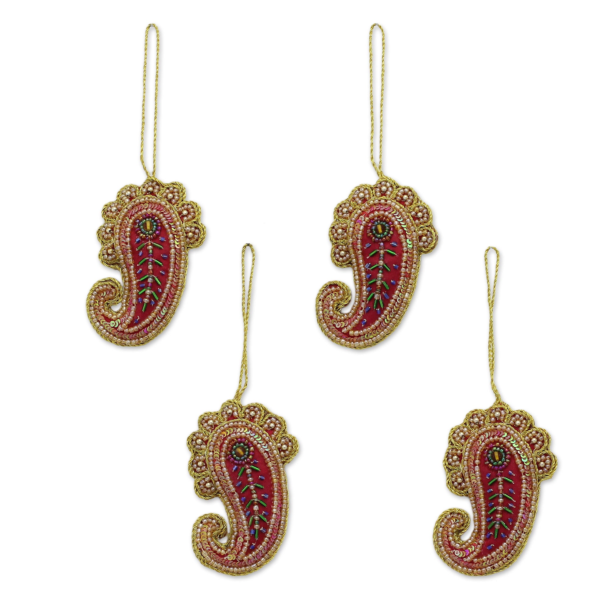 Premium Beaded Paisley Ornament Set from India – Handcrafted Elegance
