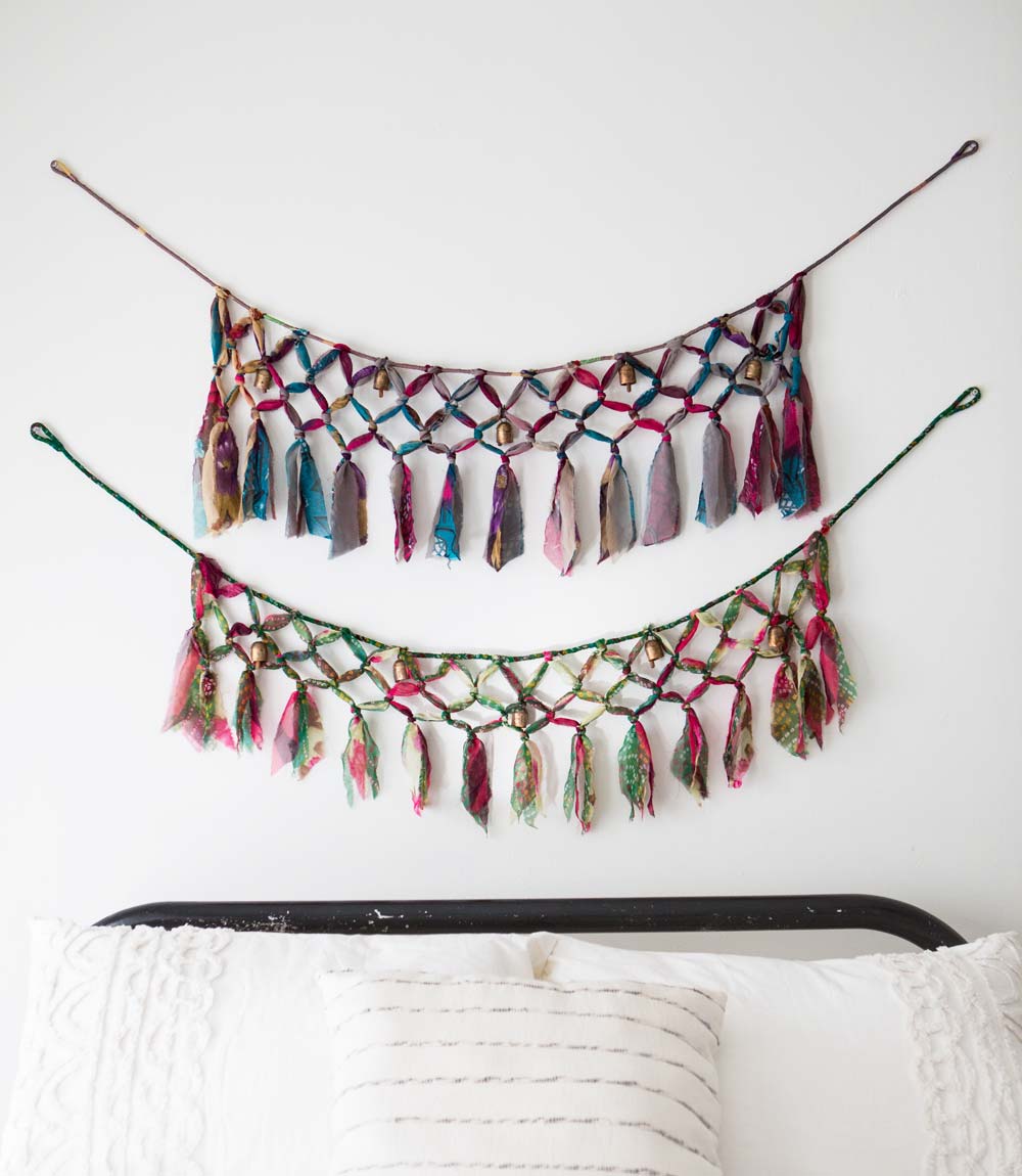 Premium Macrame Garland with Sari & Song Bells