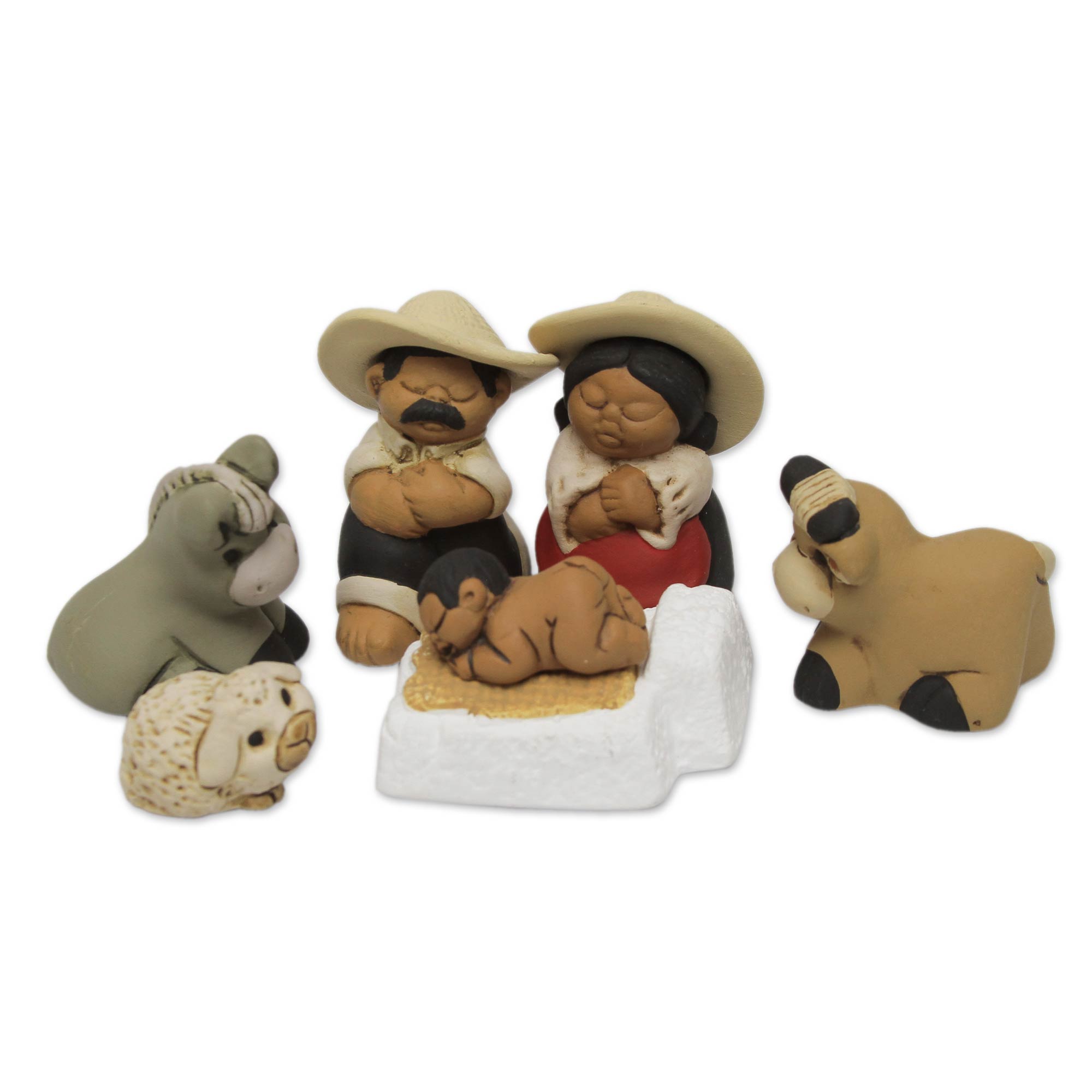 Premium Characato Born Artisan Crafted Peruvian Nativity Scene - Set of 7