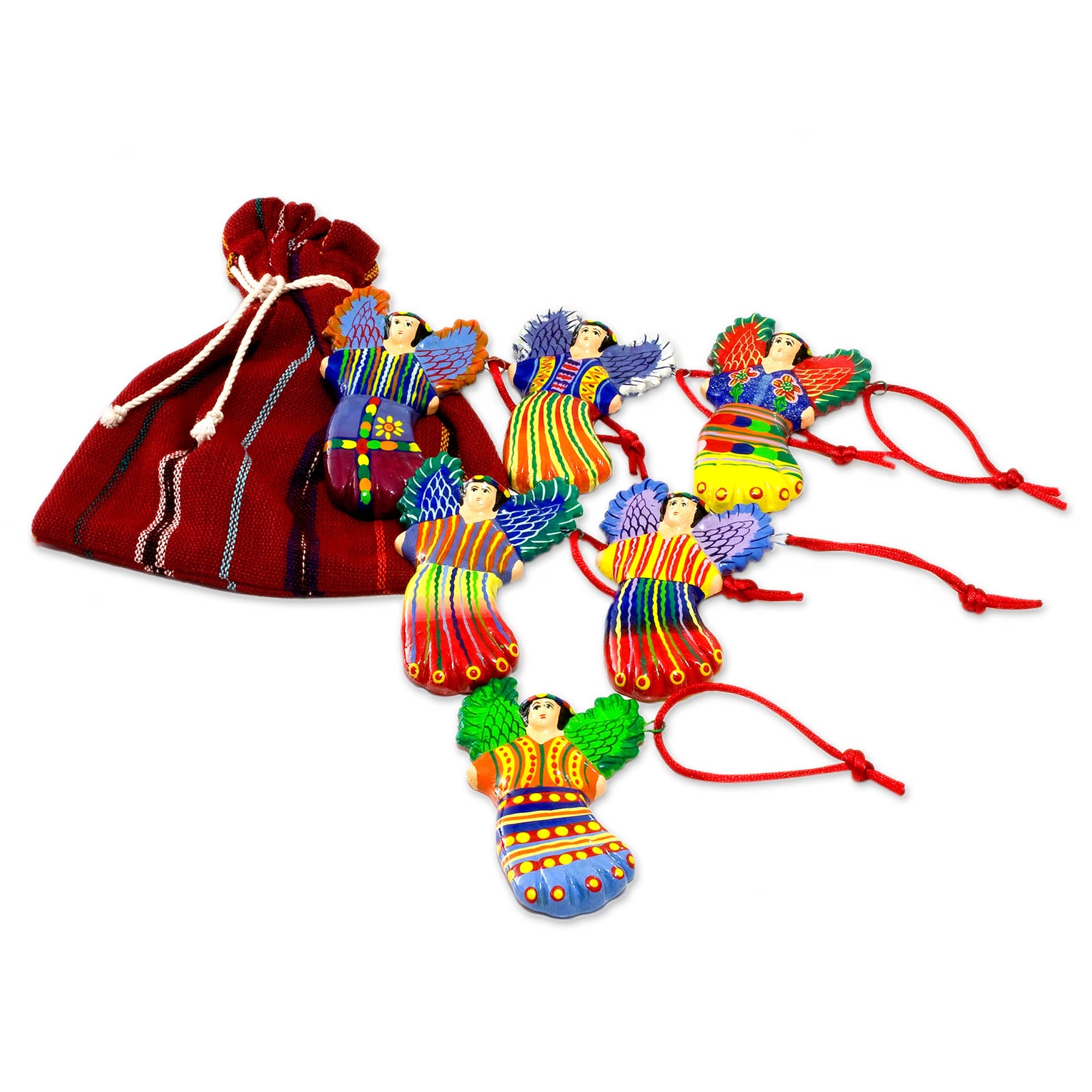 Premium Handmade Wishing Angels - Ceramic Holiday Ornament Set