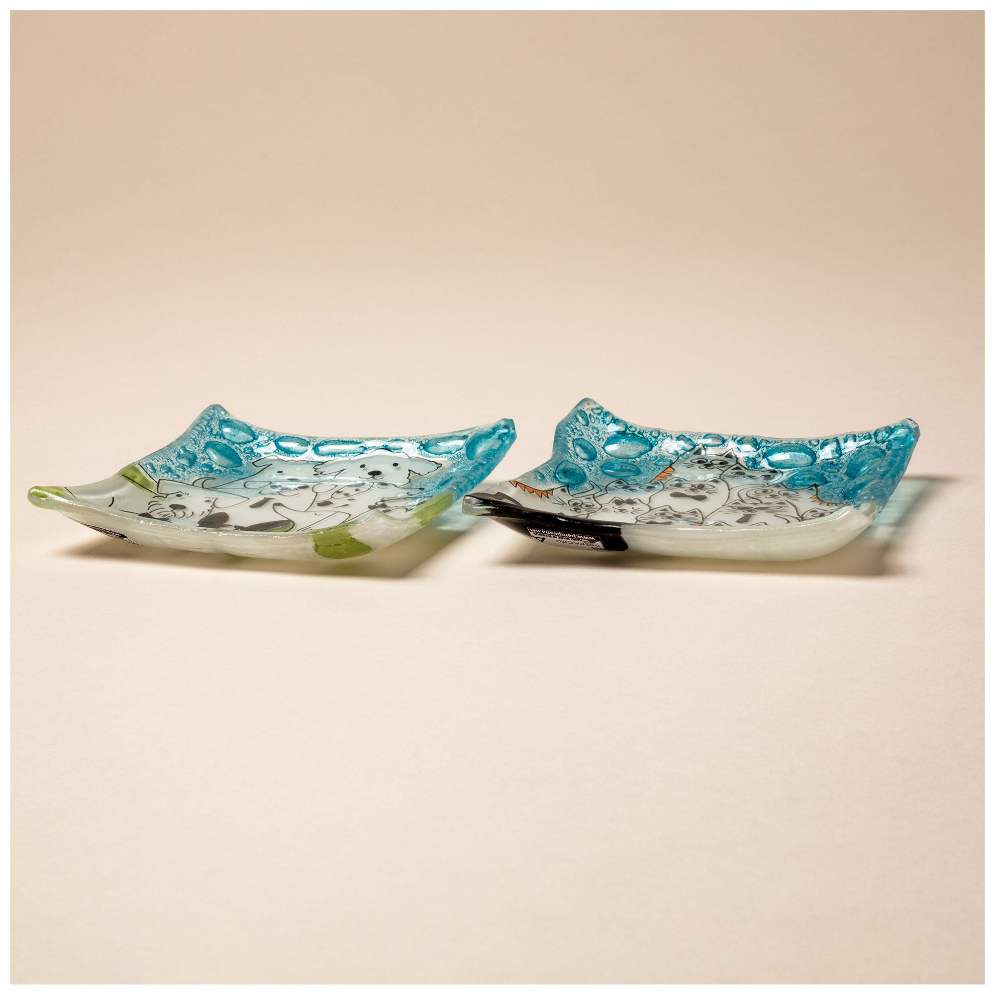 Premium Recycled Glass Pet Lover's Square Dish - Handmade in Ecuador