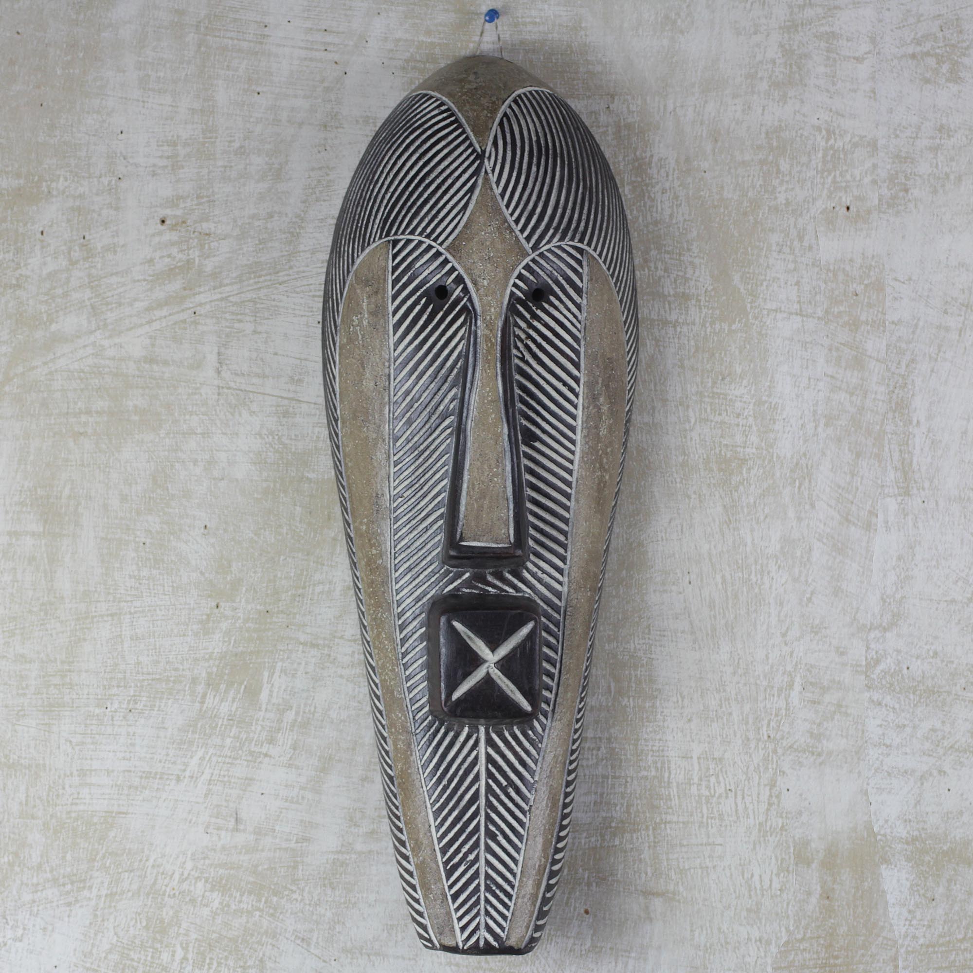 Premium Hand-Carved Songye Man African Sese Wood Wall Mask - Authentic Tribal Art