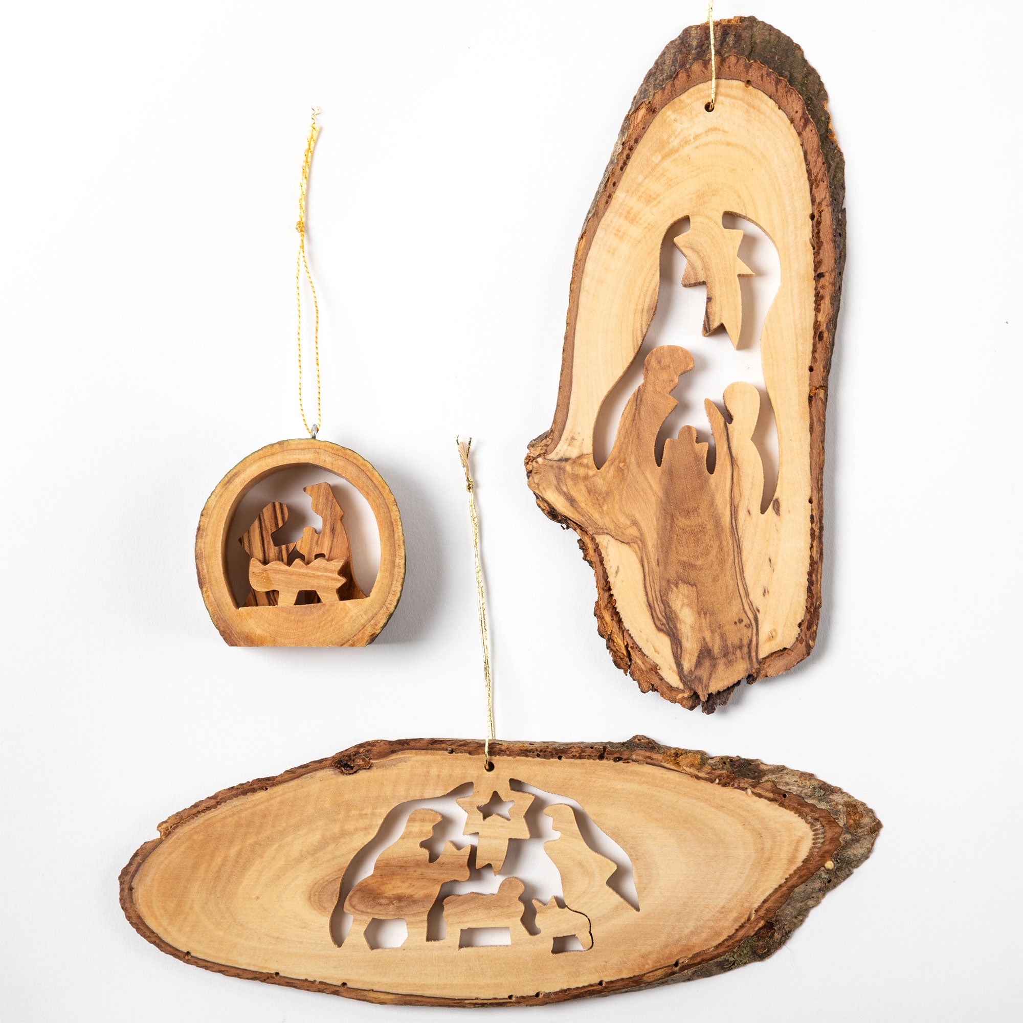 Premium Olive Wood Nativity Ornament - Handcrafted Christmas Decoration