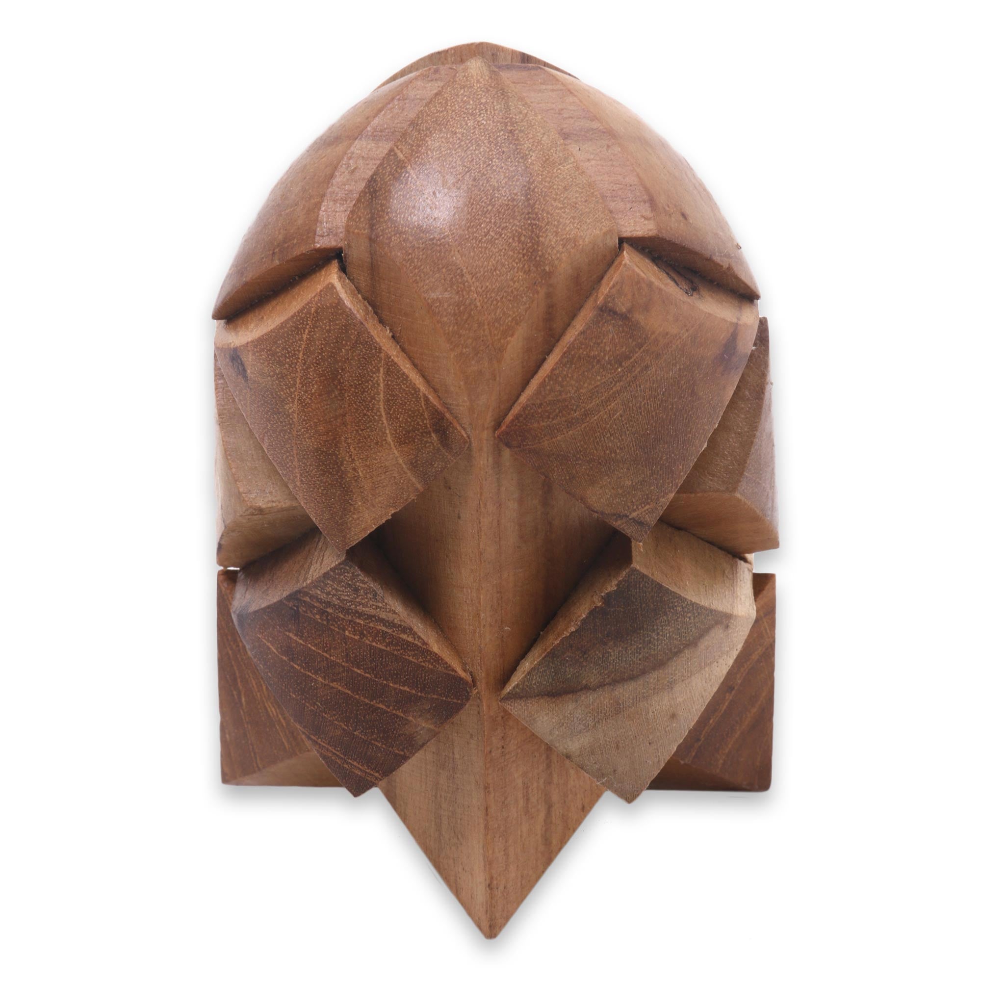 Premium Teak Wood Brainteaser Puzzle - Handcrafted Rocket Design from Java